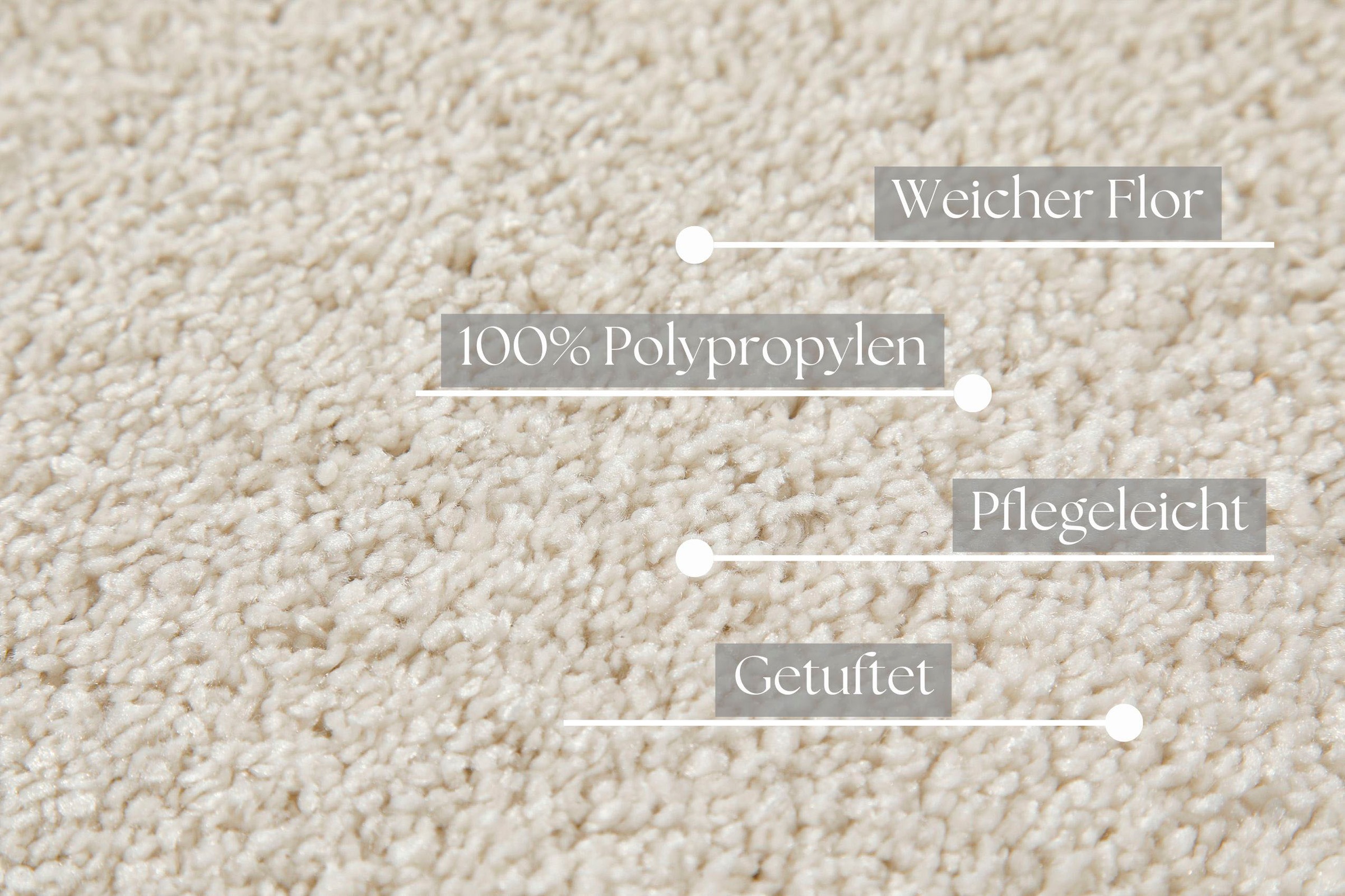 my home Teppich »Lisbea«, rechteckig, 17 mm Höhe, moderner dichter weicher Kurzflorteppich, Wohnzimmer, Schlafzimmer