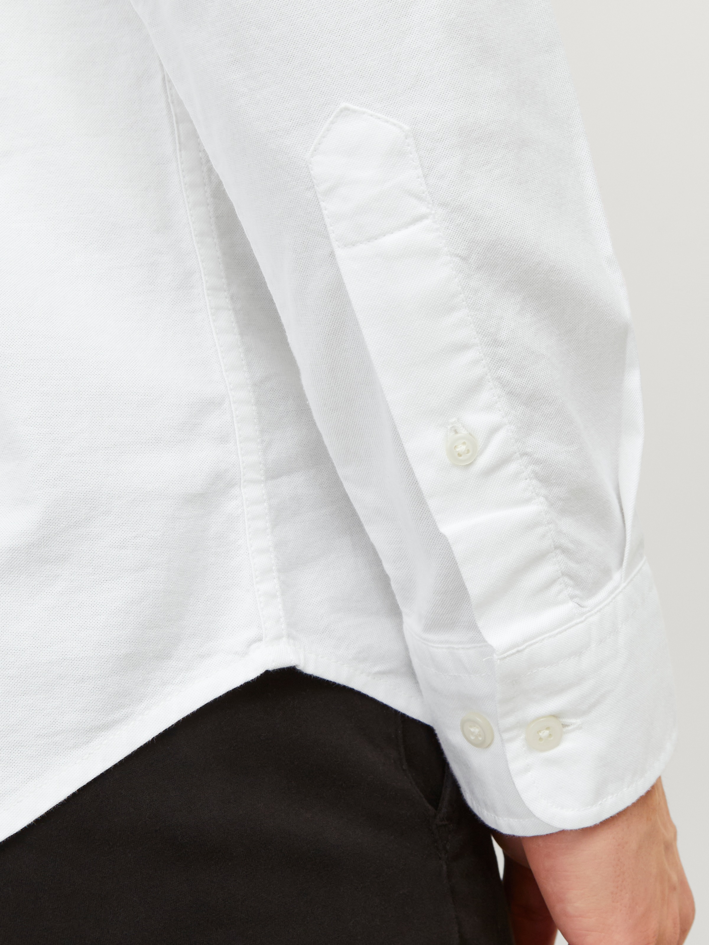 Langarmhemd "JPRBLUBROOK OXFORD SHIRT L/S NOOS PLS", Herren, Gr. 5XL, N-Gr, weiß (weiß fit:slim fit), Web, Obermaterial: 97% Baumwolle, 3% Elasthan, JACK & JONES PLUSSIZE, unifarben, slim fit normal, Hemden 3