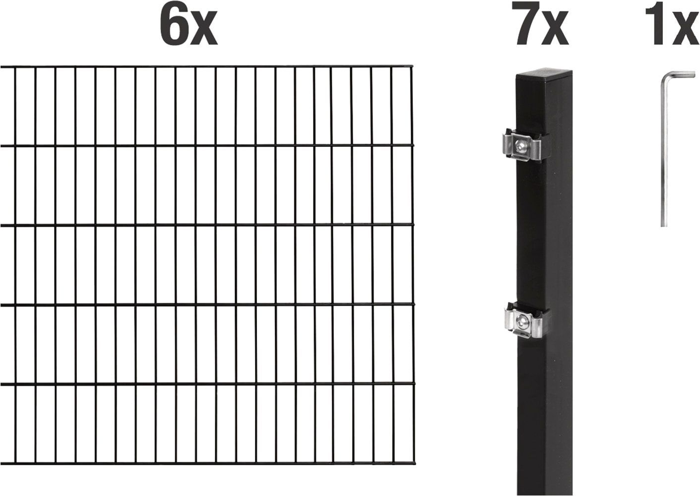 Alberts Doppelstabmattenzaun "Grundset" Höhe: 80-200 cm, Gesamtlänge: 4-30 m, zum Einbetonieren