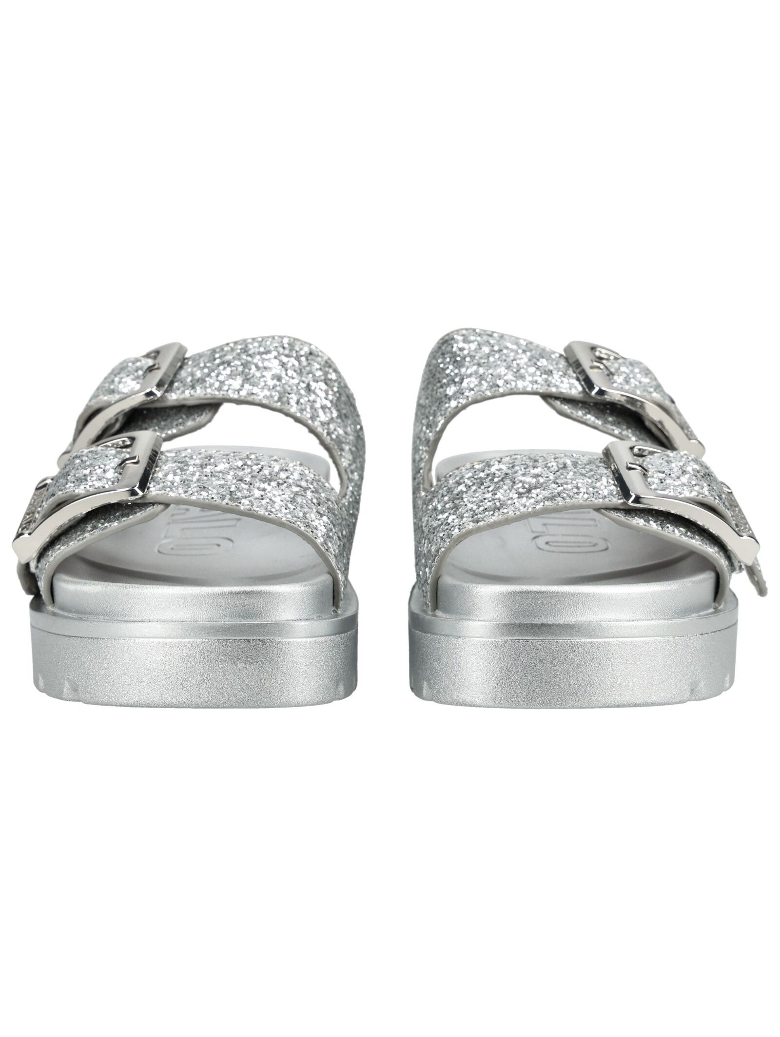 Pantolette BUFFALO "Buffalo Pantoletten Lederimitat", Damen, Gr. 38, silber, Lederimitat, Schuhe Pantolette 2
