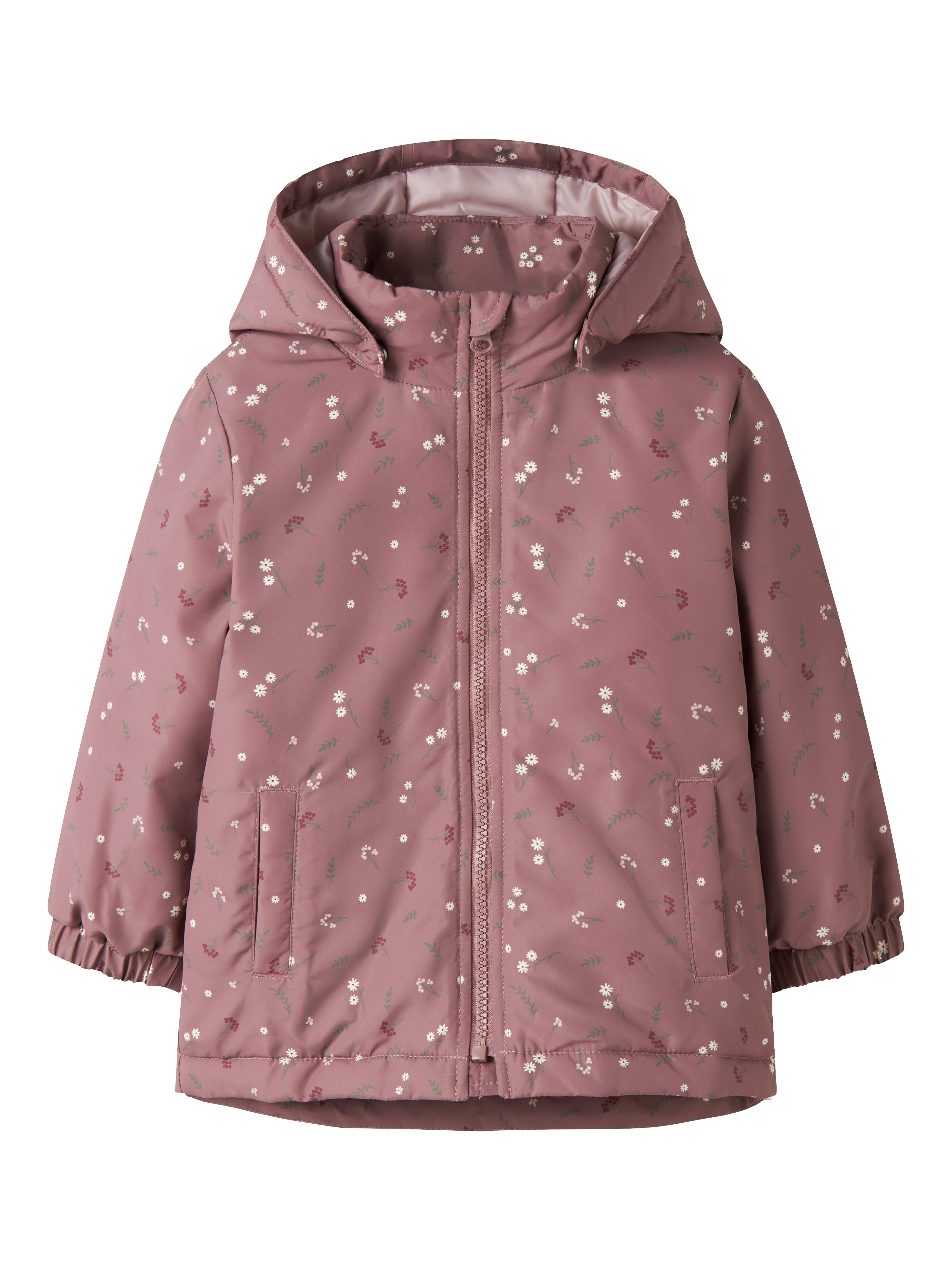 Name It Outdoorjacke "NMFMAXI JACKET PA AOP NOOS" mit Kapuze Kunstfaser, wasserabweisend, reflektierendes Detail