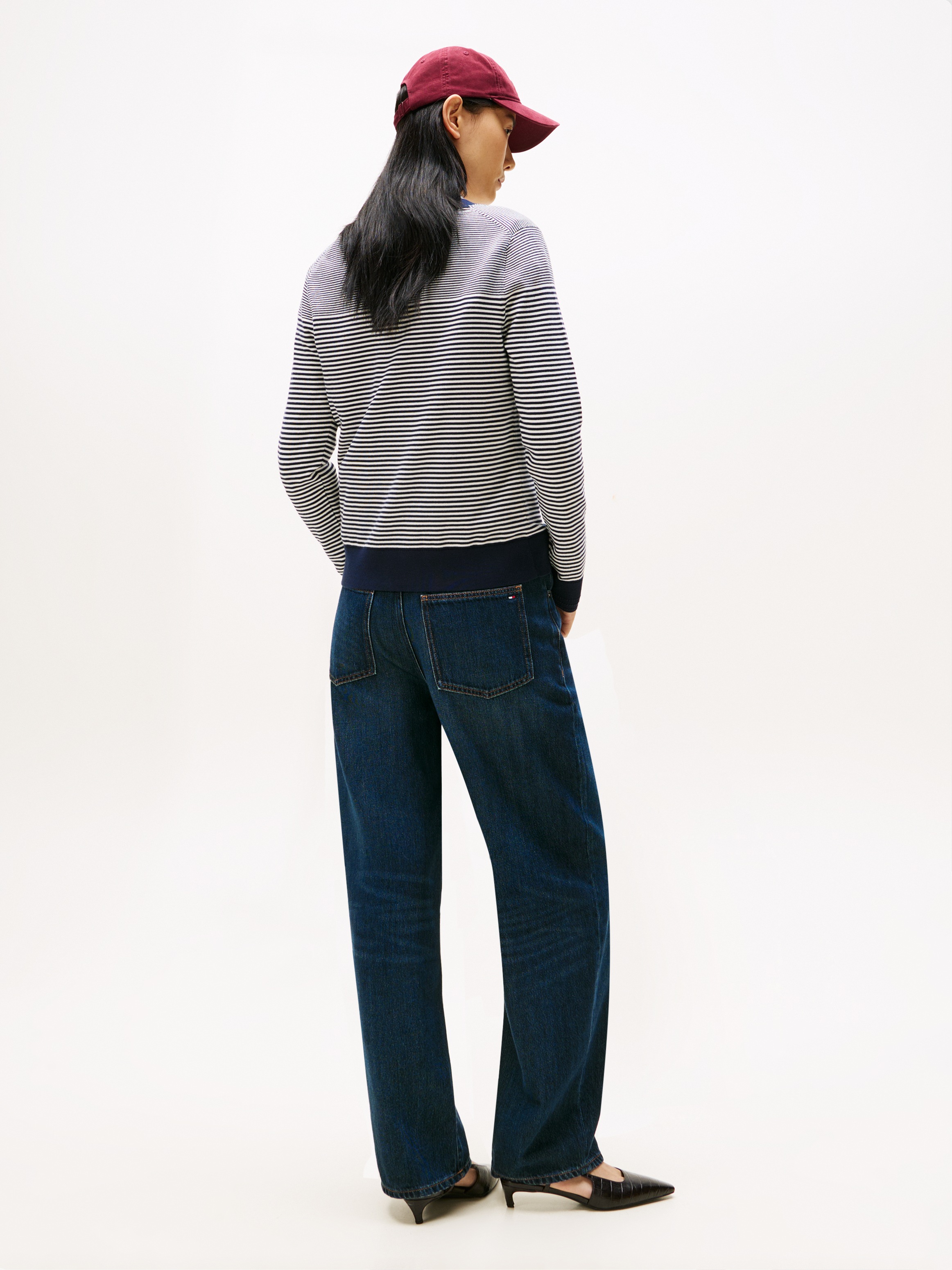 Tommy Hilfiger V-Ausschnitt-Pullover »CO JERSEY STITCH V-NK SWEATER mit V-Ausschnitt und Ripp«, unifarben, casual, regular fit, Baumwollmix, V-Ausschnitt