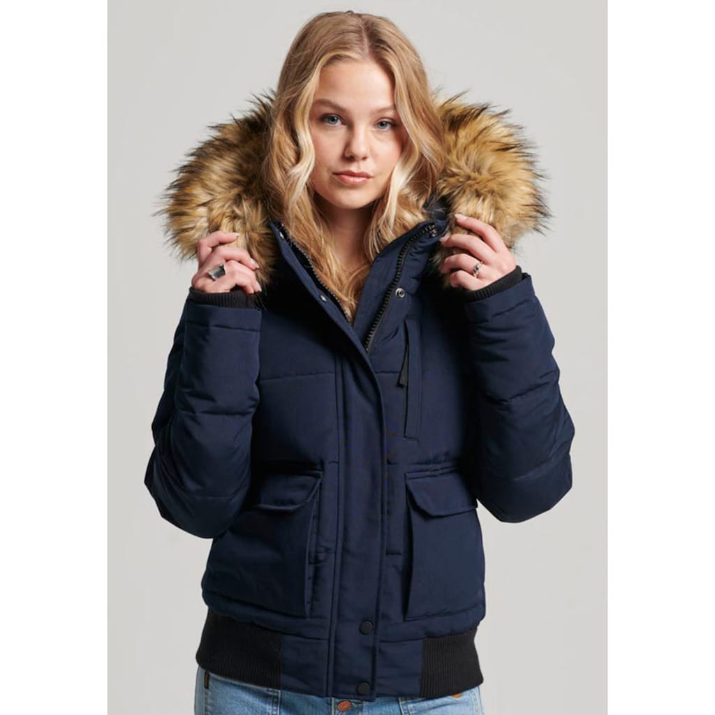 Superdry Steppjacke »EVEREST HOODED PUFFER BOMBER«, mit Kapuze