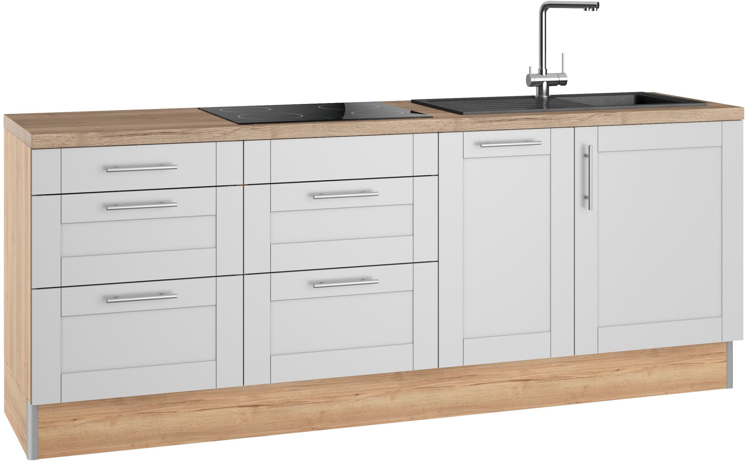 OPTIFIT Küche »Ahus«, Breite 225 cm, wahlw. Mit E-Geräten, Soft Close Funktion, MDF Fronten