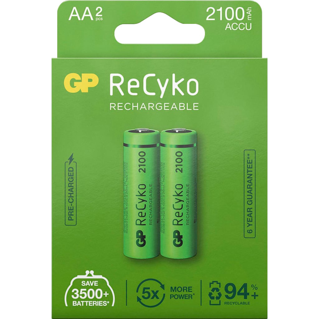 GP Batteries Batterie »2er-Pack ReCyko 210AAHC«, (2 St.)