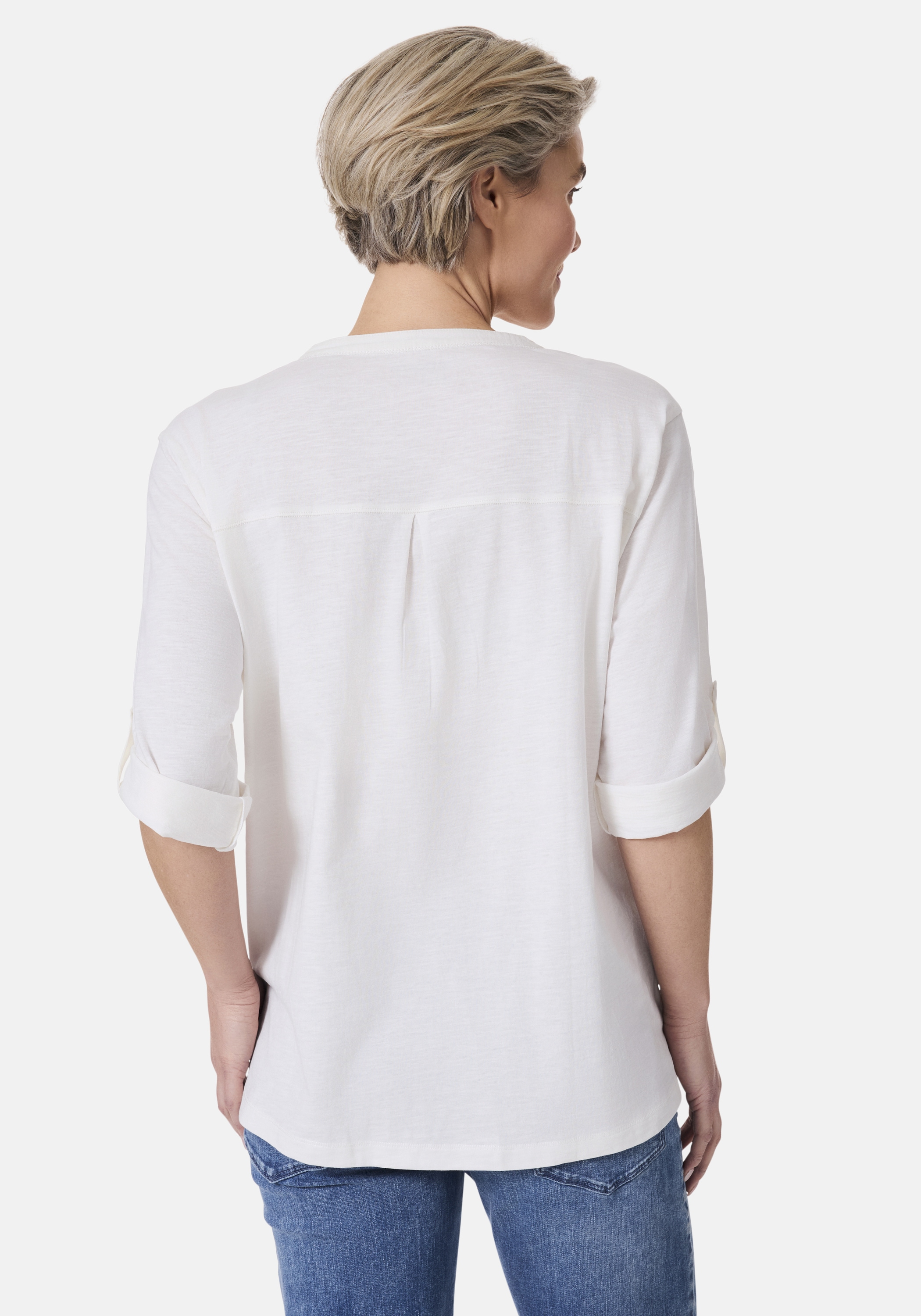 STOOKER WOMEN 3/4-Arm-Shirt »MARIE T-Shirt 3/4-Arm«, Regular Fit Slub Yarn Baumwolle Henley Shirt Knopfleiste für Damen
