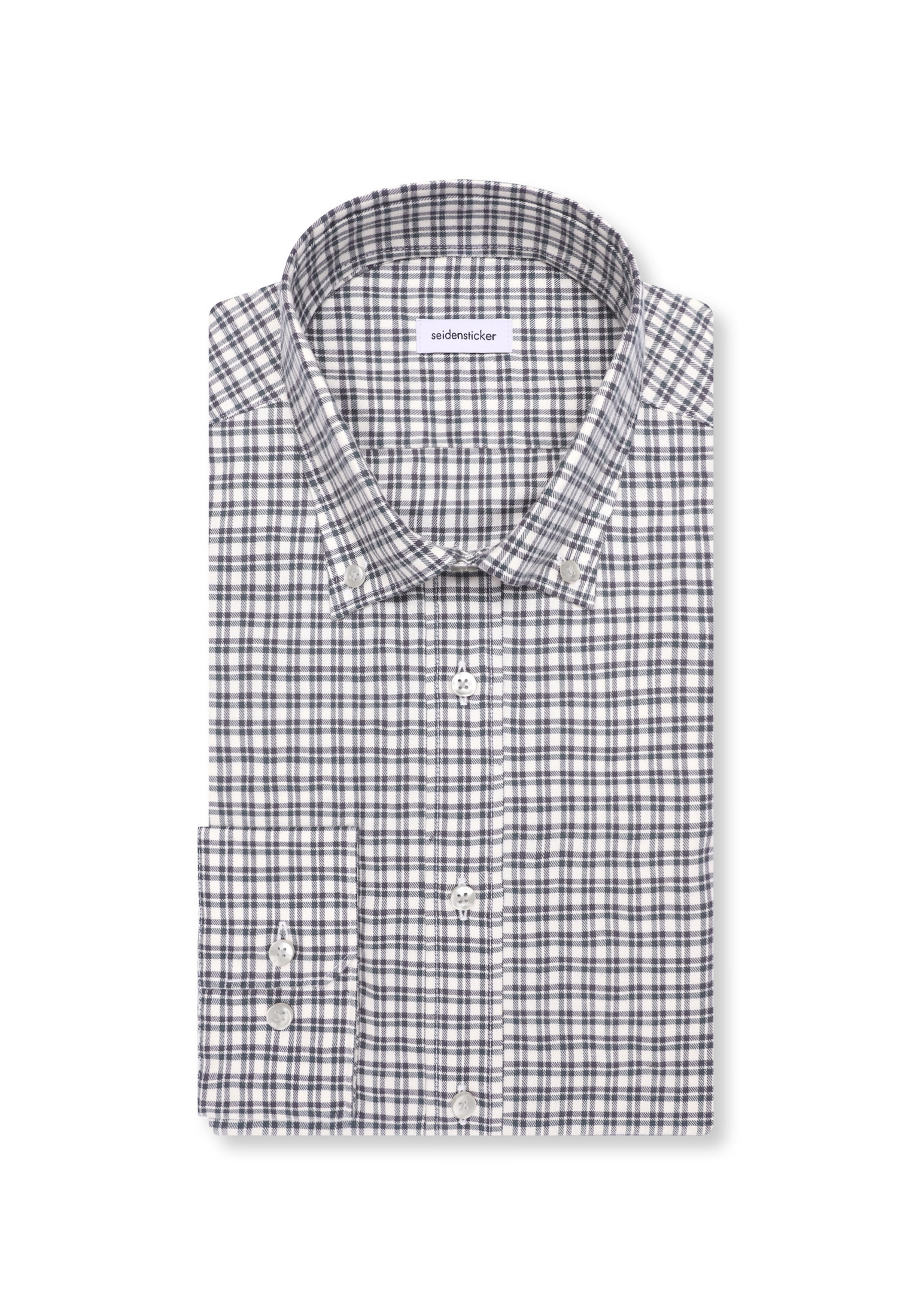 seidensticker Flanellhemd »Schwarze Rose« Comfort 1/1 Button-Down-Kragen Karo