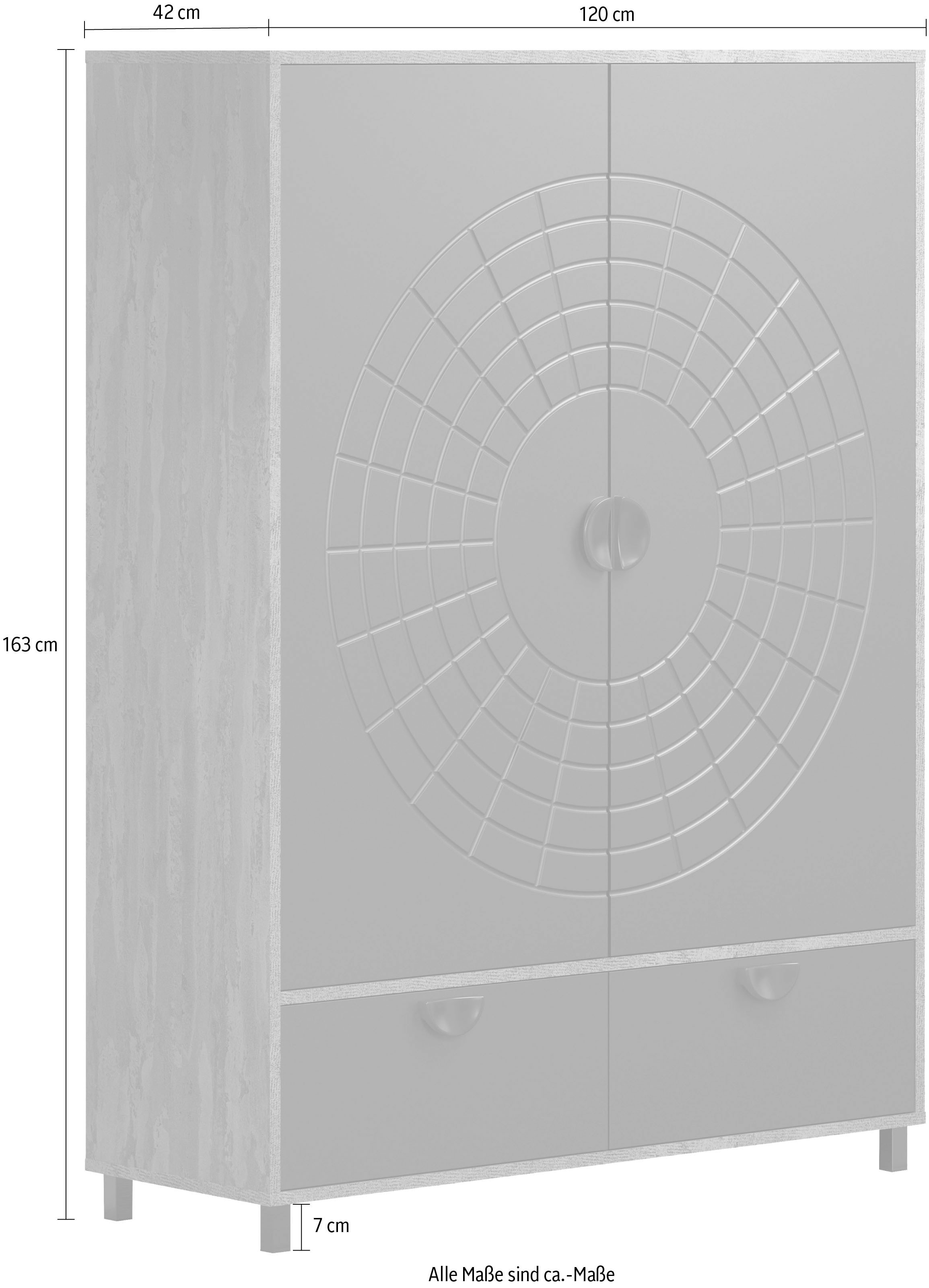 Home affaire Highboard »Fusion« 1 Stk. tlg. Stauraumschrank mit besonderem Kreismuster - (B/T/H) 120/42/163 cm