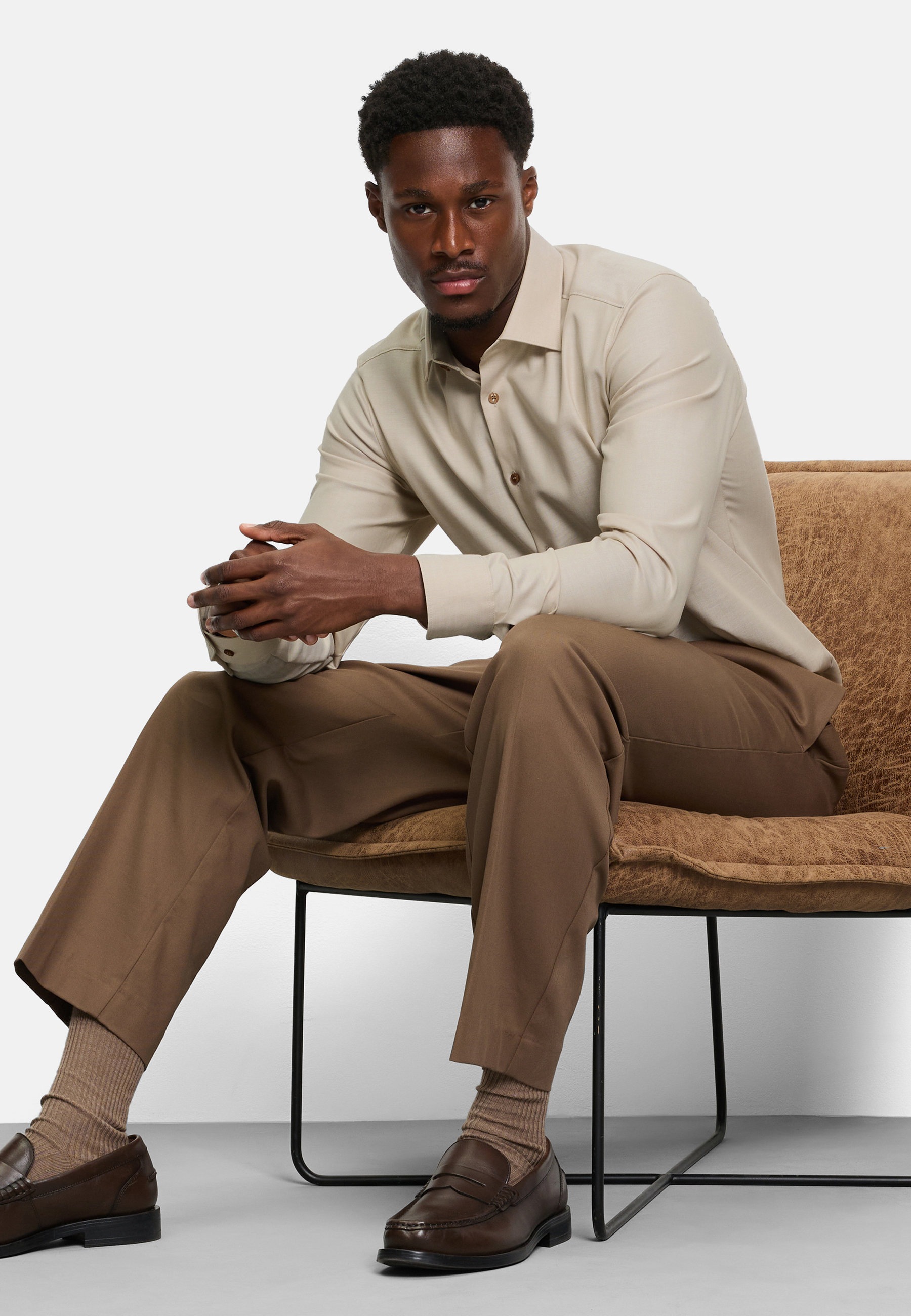 OLYMP Level Five New York Kent Dress Shirt Brown 43 2