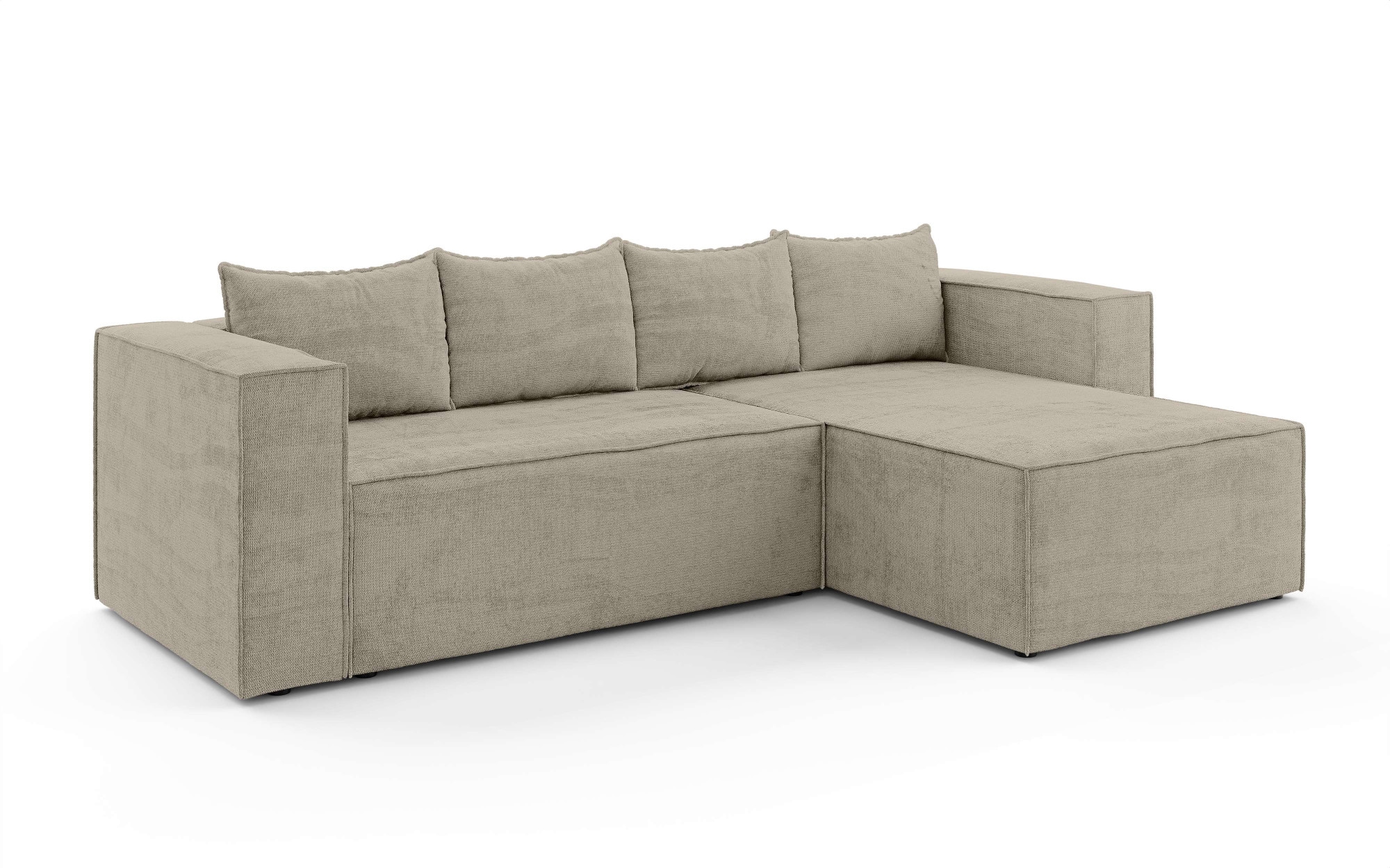 INOSIGN Ecksofa »LINCOLNVILLE mit Bettfunktion und Bettkasten, Maße B/H/T 244/76/150 cm«, L-Form mit Wellenunterfederung, Recamiere beidseitig montierbar