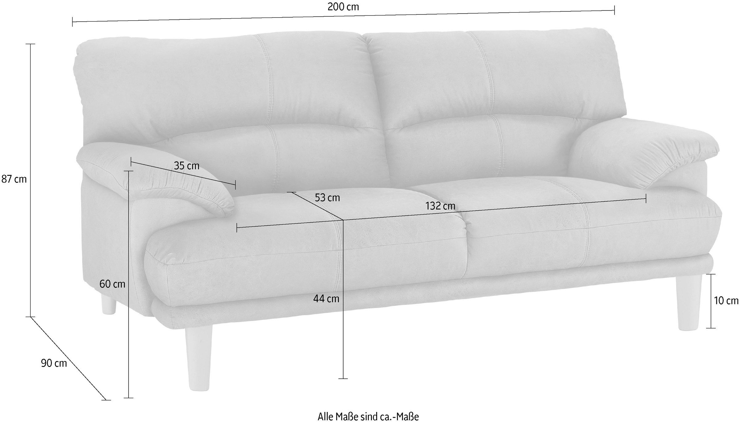 TRENDMANUFAKTUR 3-Sitzer »Cecilia, Sofa in italienischem Design«, mit tollem Sitzkomfort, extrabequeme Armlehnen, Holzfüße