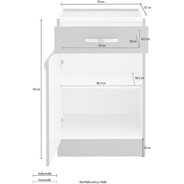 wiho Küchen Unterschrank »Kansas«, 50 cm breit, ohne Arbeitsplatte | BAUR