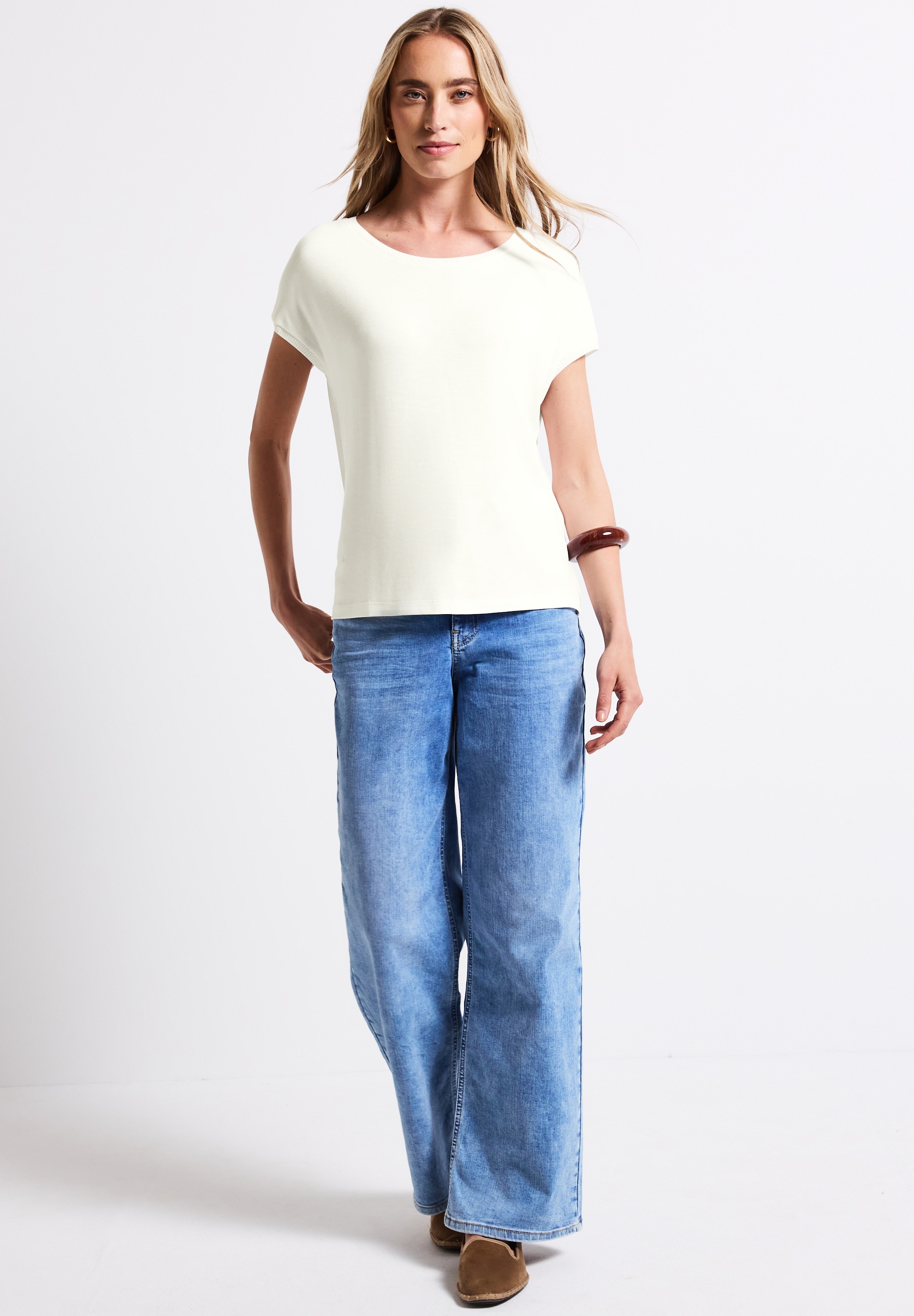 STREET ONE T-Shirt, mit Materialmix