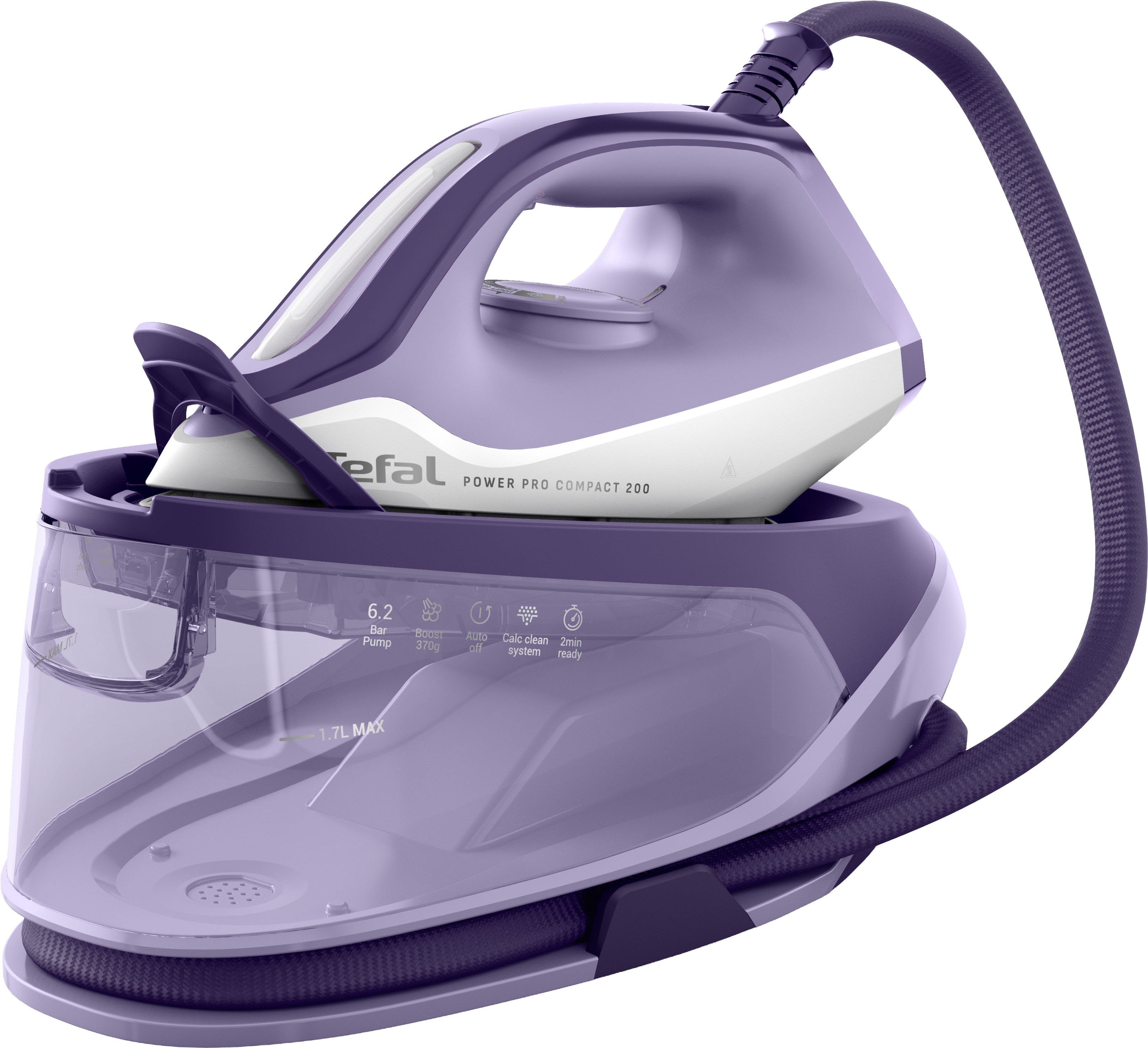 Tefal Dampfbügelstation "Power Pro Compact 200" 1.700 ml Wassertank 2400 W, 120 g/min Dampfmenge, 370 g/min Dampfstoß, 1,7 L Wassertank
