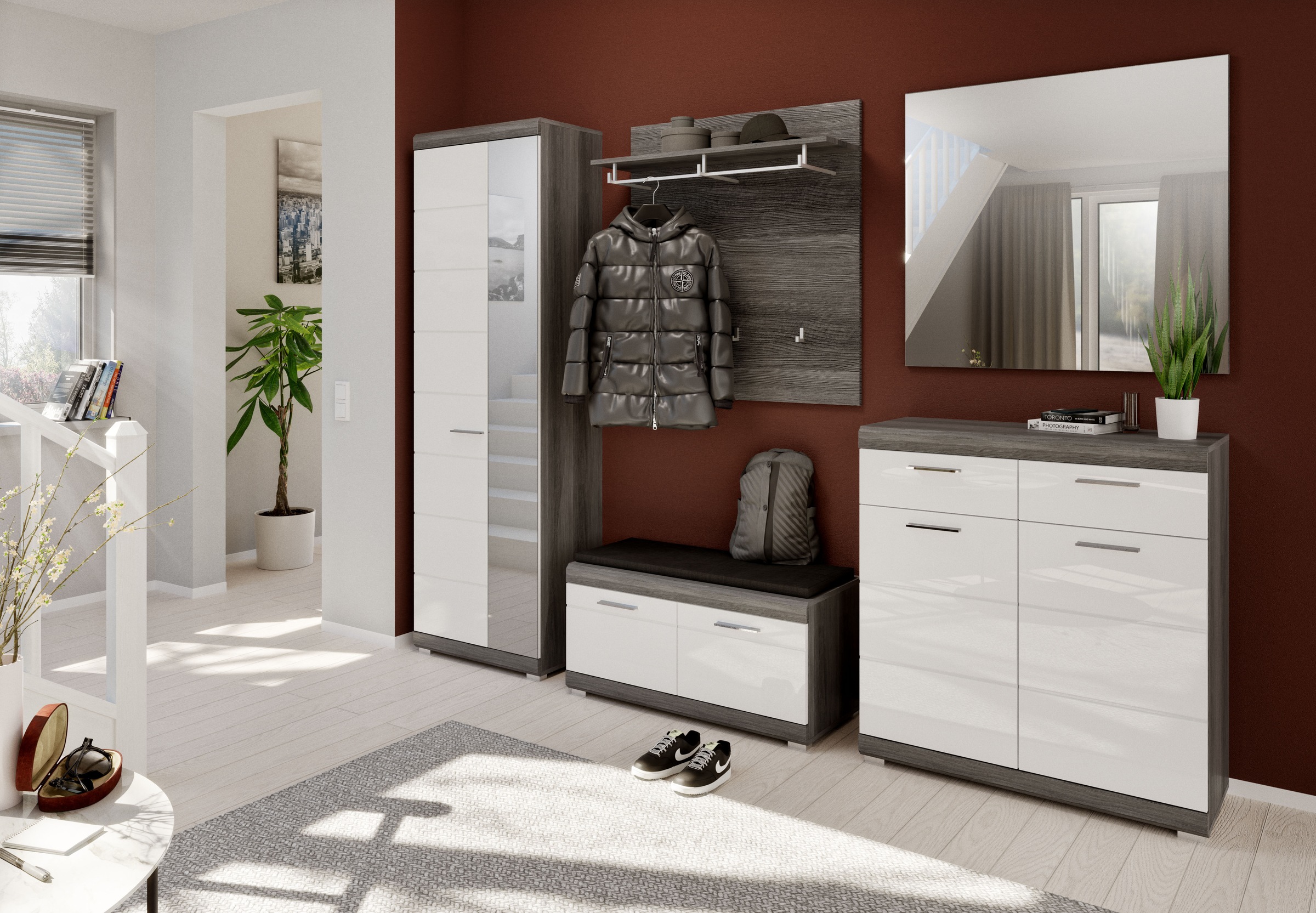 INOSIGN Schuhschrank »Siena, Breite 90 cm, 2 Türen, 2 Einlegeböden, 3 Fächer, 2 Schubkästen«, (1 St.), Scout, Schuhschrank Höhe 96 cm, 2 Türen, 3 Fächer, 2 Schubkästen