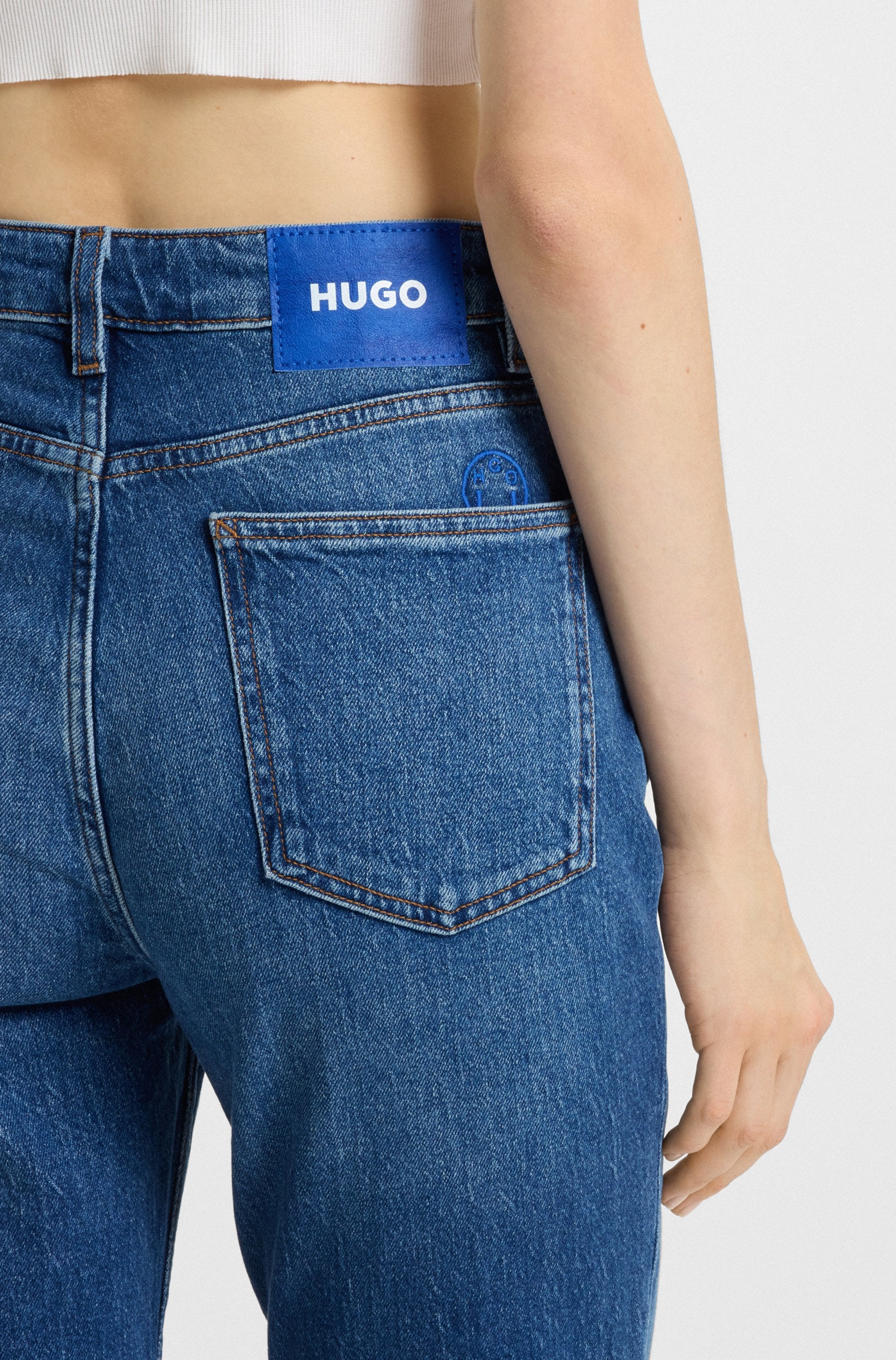 HUGO Blue Mom-Jeans »Noe«, Straight Fit Jeans mit hoher Leibhöhe