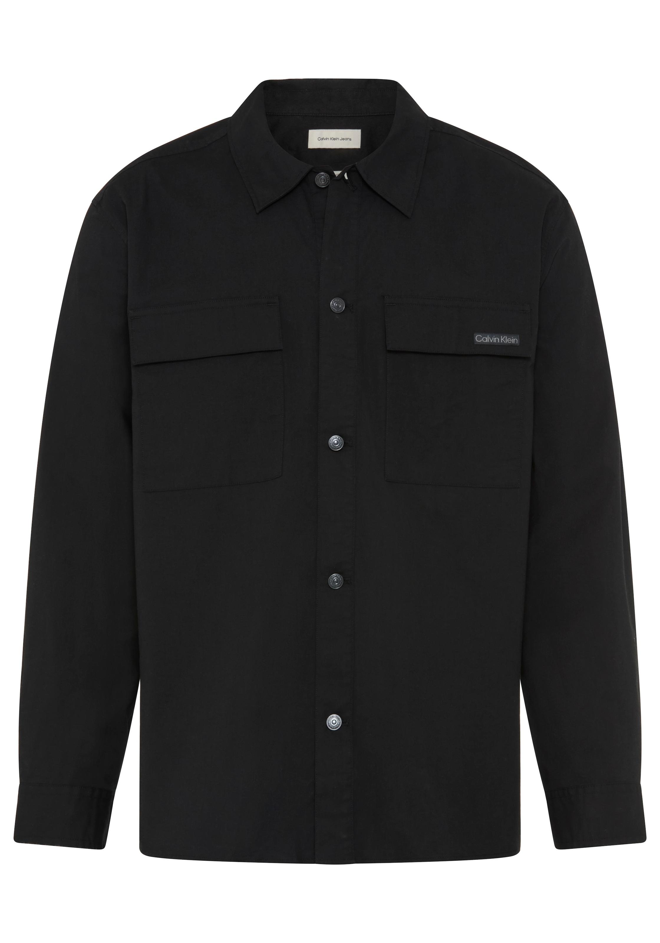Calvin Klein Jeans Outdoorhemd "Overshirt LS COTTON NYLON UTI" bequeme Passform, Hemdkragen, Markenlabel