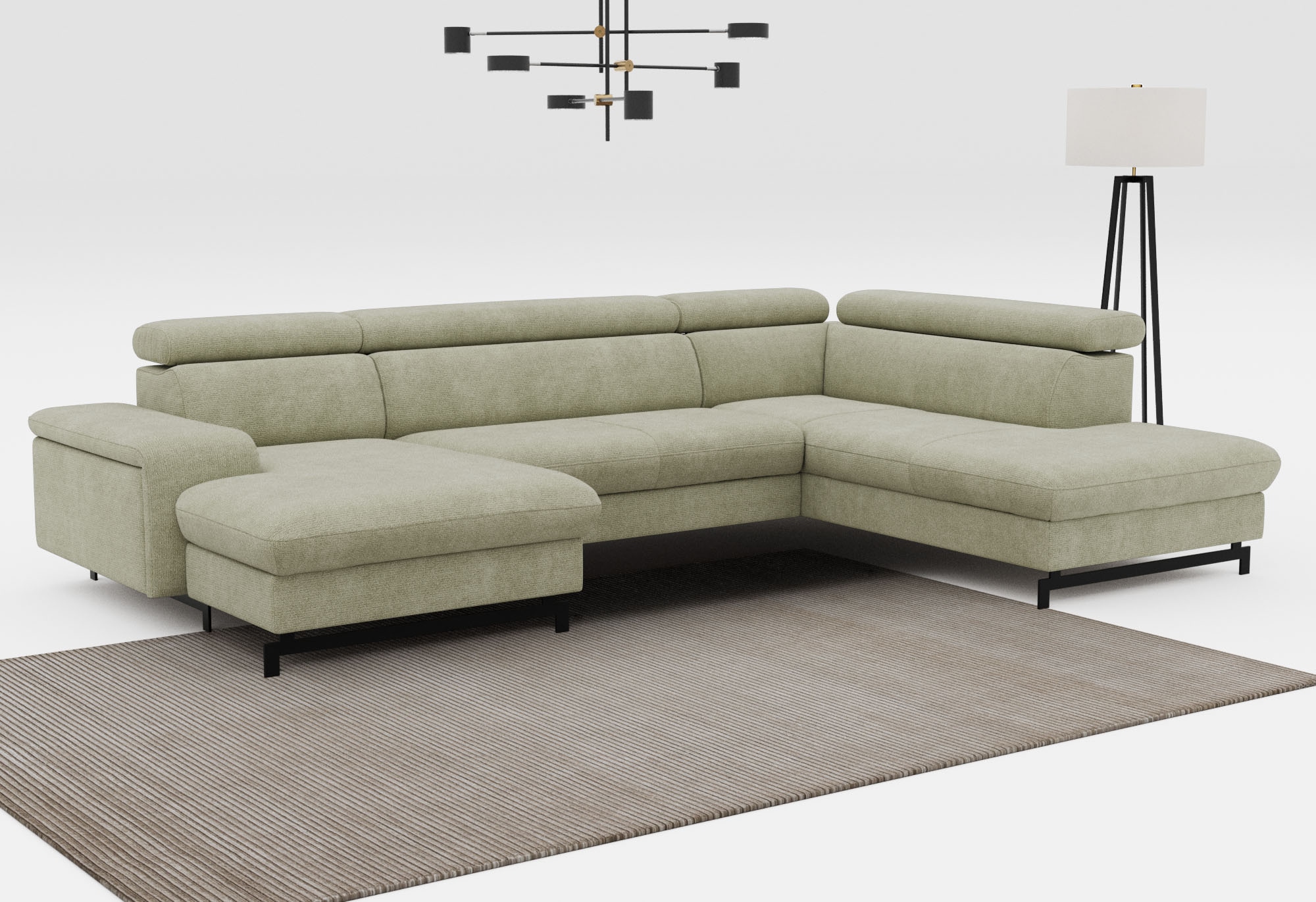 COTTA Wohnlandschaft "Emma U-Form, B: 328 cm" mit Kopfteilverstellung, optional Schlaffunktion & Bettkasten