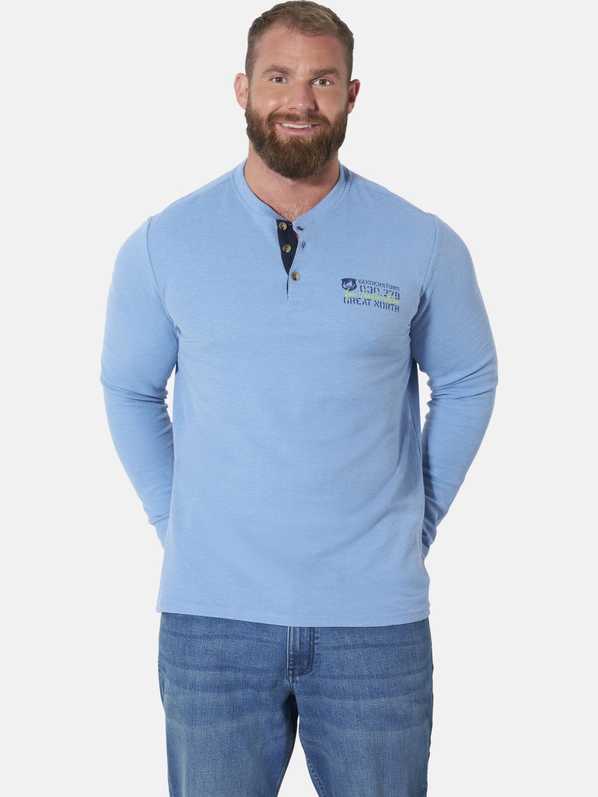 Jan Vanderstorm Langarm-Poloshirt "Langarmshirt Ivor"