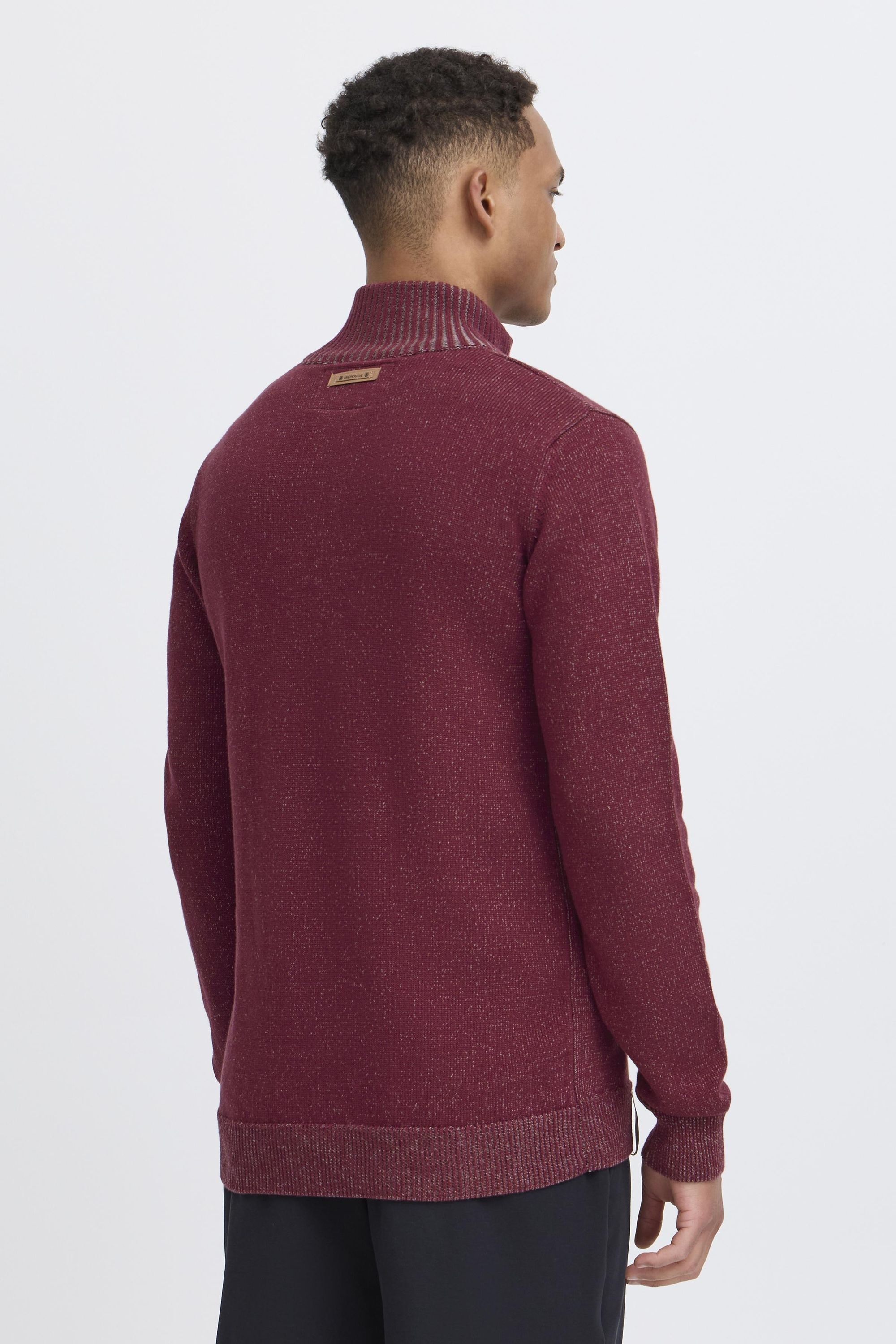 Strickjacke INDICODE "Strickjacke IDAndy", Herren, Gr. XXL, rot (wine), Obermaterial: 75% Baumwolle CO (CMIA). 25% Polyacryl PAN., Strickjacken Strickjacke 3