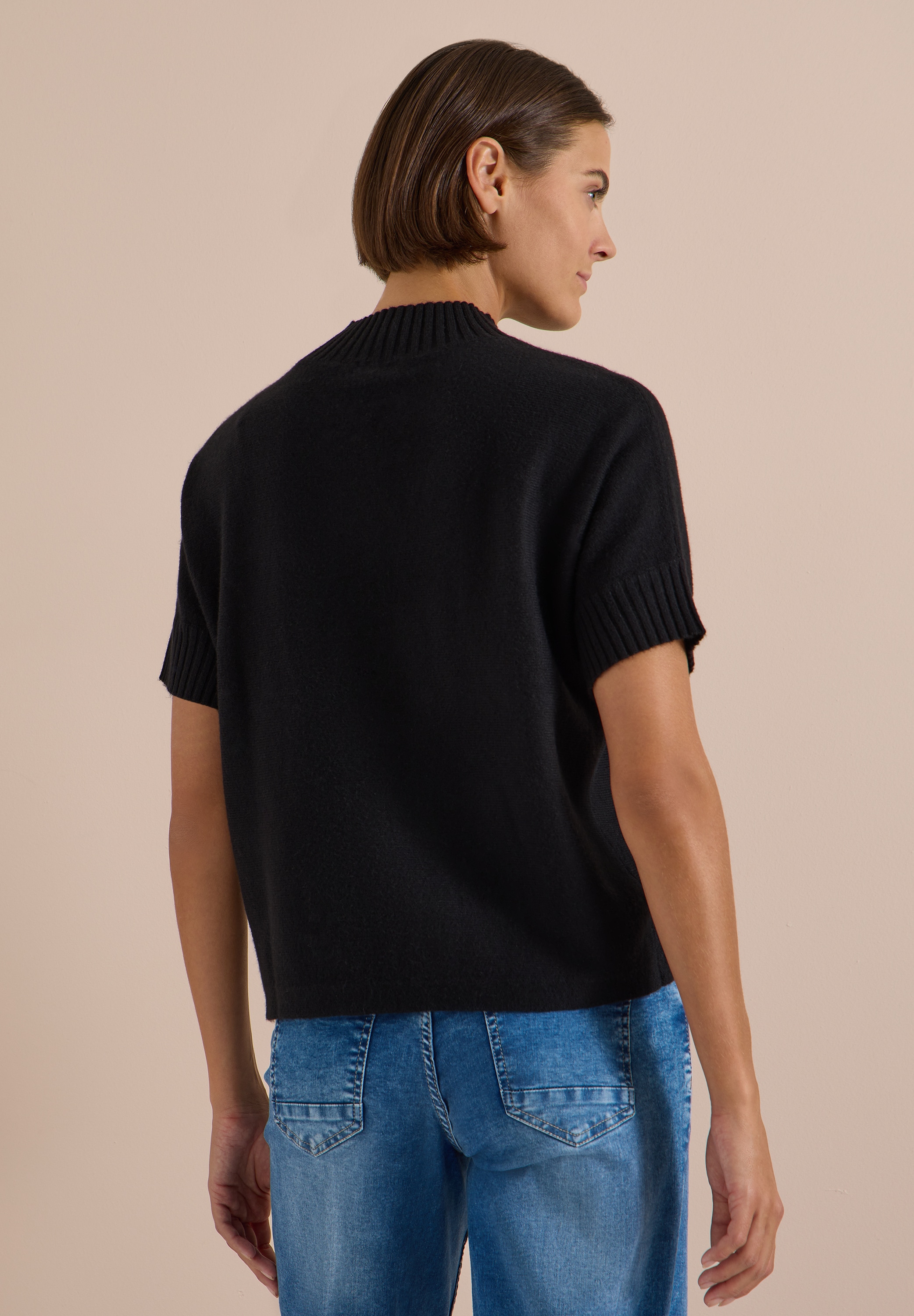 Cecil Kurzarmpullover mit Ripp-Details
