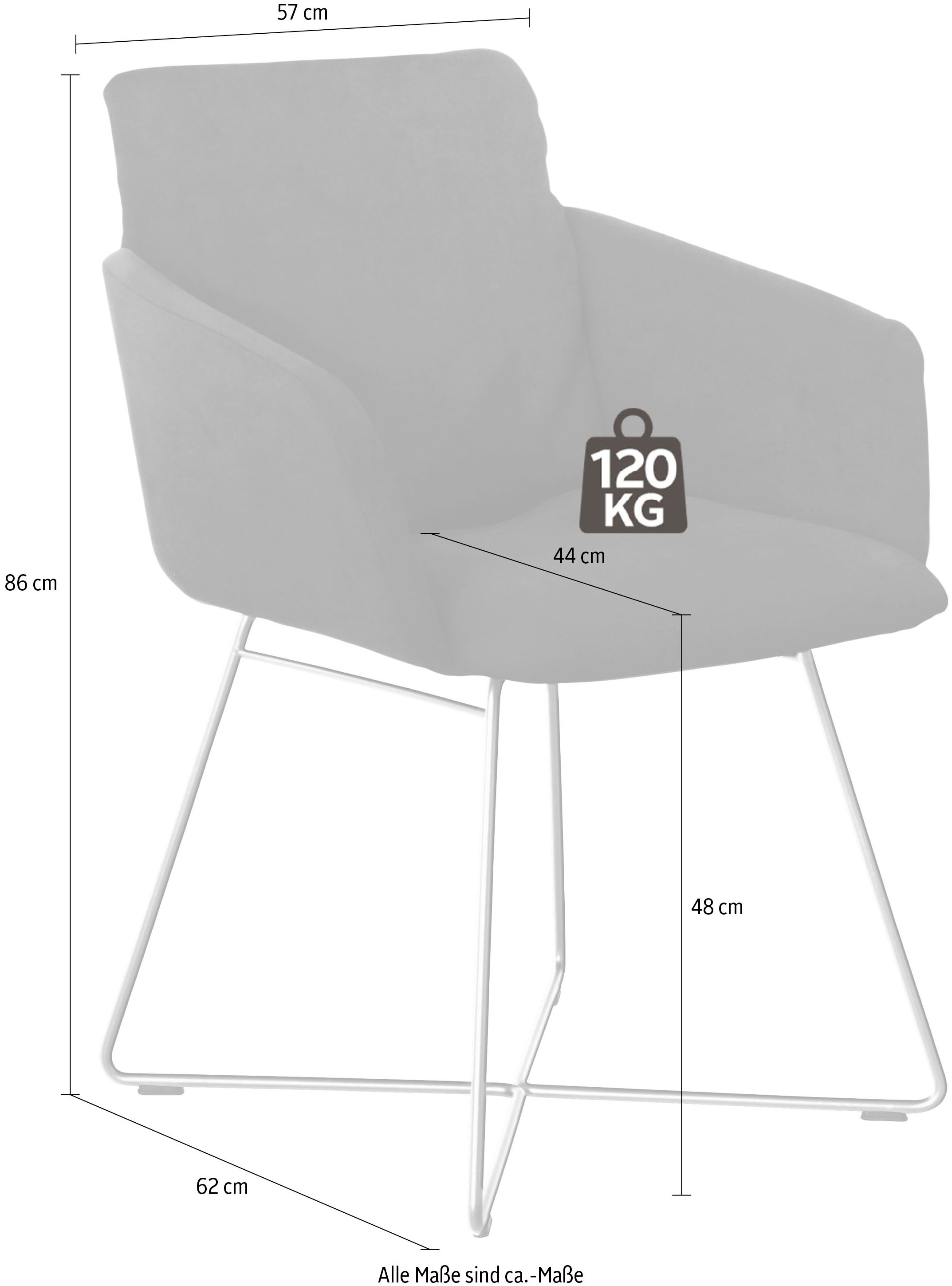 W.SCHILLIG Armlehnstuhl »jakob«, Longlife Xtra-Leder Z59, mit Drahtrohrgestell in Silber matt