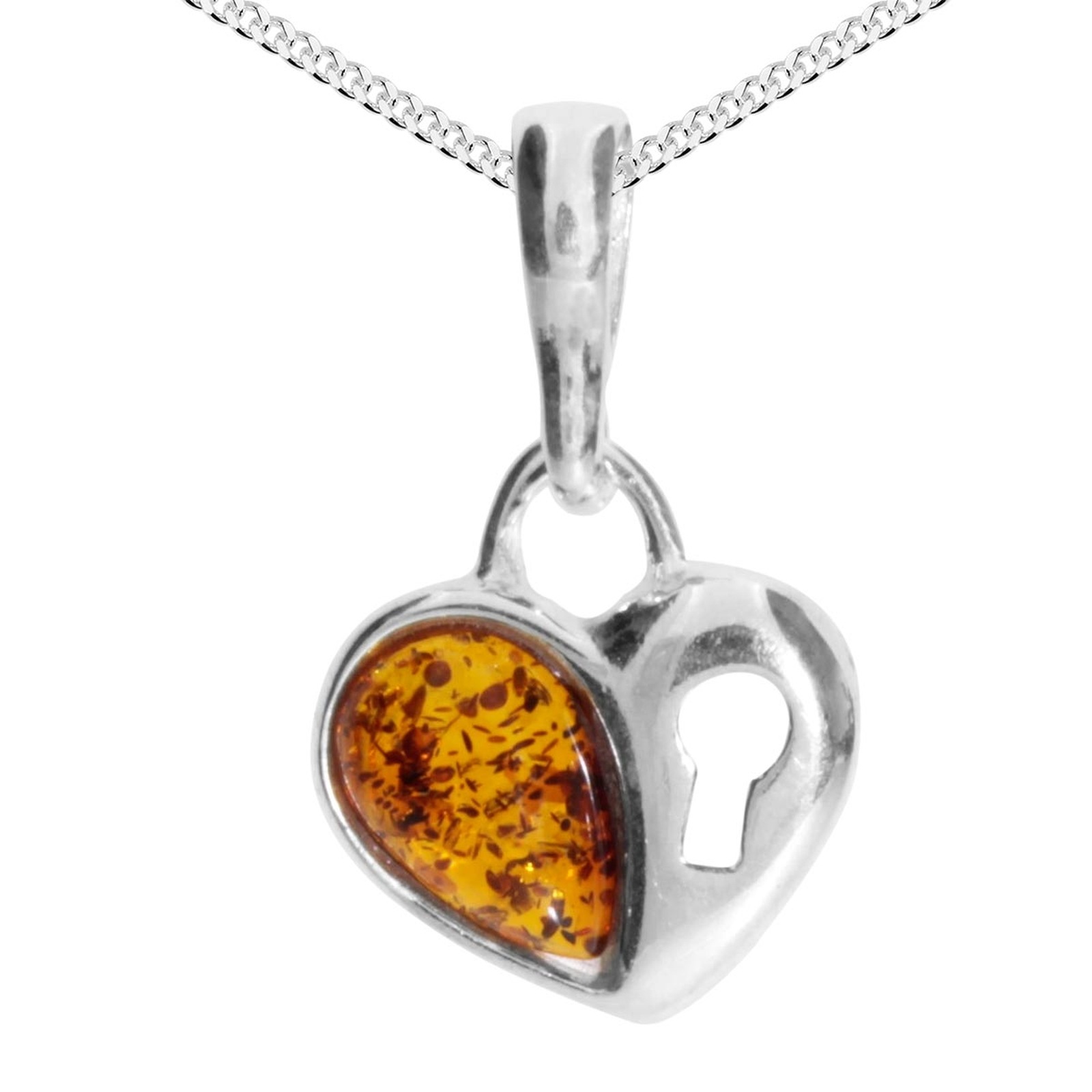Kette mit Anhänger OSTSEE-SCHMUCK "- Herz - Silber 925/000 - Bernstein" Gr. 45, silber (silber 925, silberfarben, weiß), Schmuck_Sets, Damen, 45, Silber 925 (Sterlingsilber)
