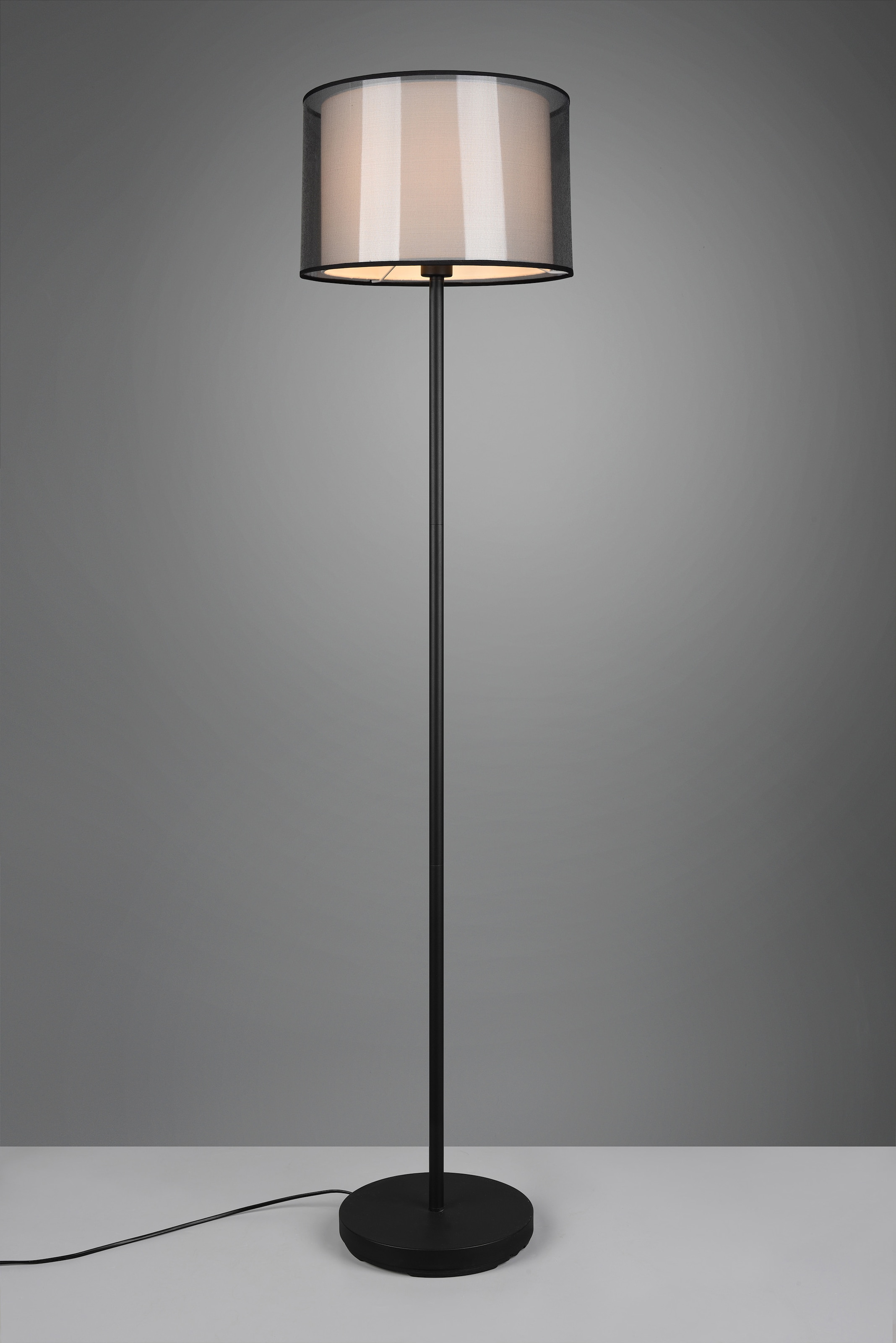 Places of Style Stehlampe »Liotta«, 1 flammig-flammig, mit Doppelschirm  Textil, Fußschalter, transparenter Organza-Schirm | BAUR