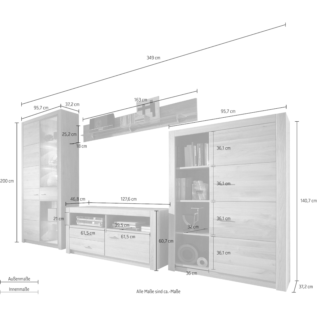 INOSIGN Wohnwand »Hartford«, (Set, 4 St.), hochwertige Verarbeitung