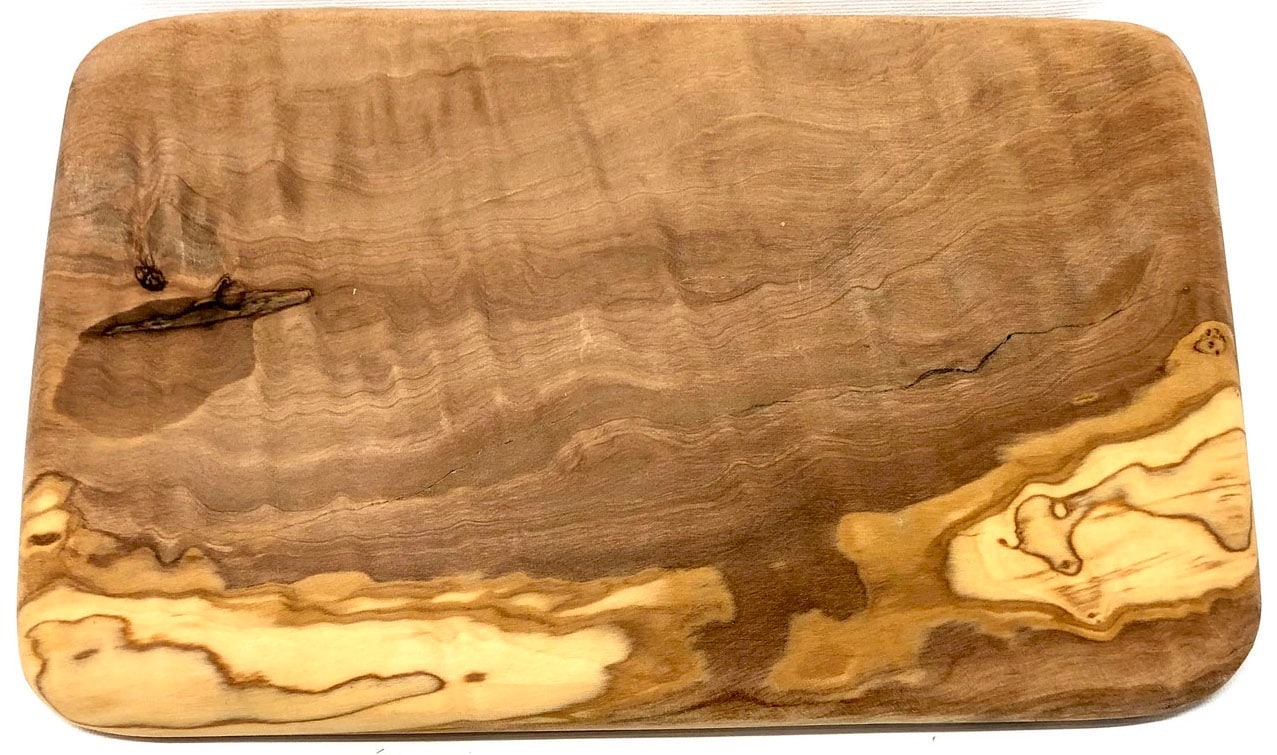 Olivenholz-erleben Frühstücksbrett »mit abgerundeten Ecken aus hochwertigem naturbelassenem Olivenholz«, (Set, 4 St., 4x Frühstücksbrett runde Kanten), Mediterraner Look, abgerundete Ecken, je Gr. 22x14 cm