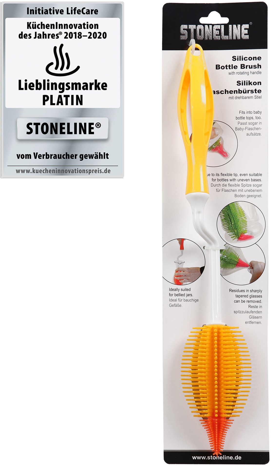 STONELINE Reinigungsbürste aus Silikon mit drehbarem Stiel