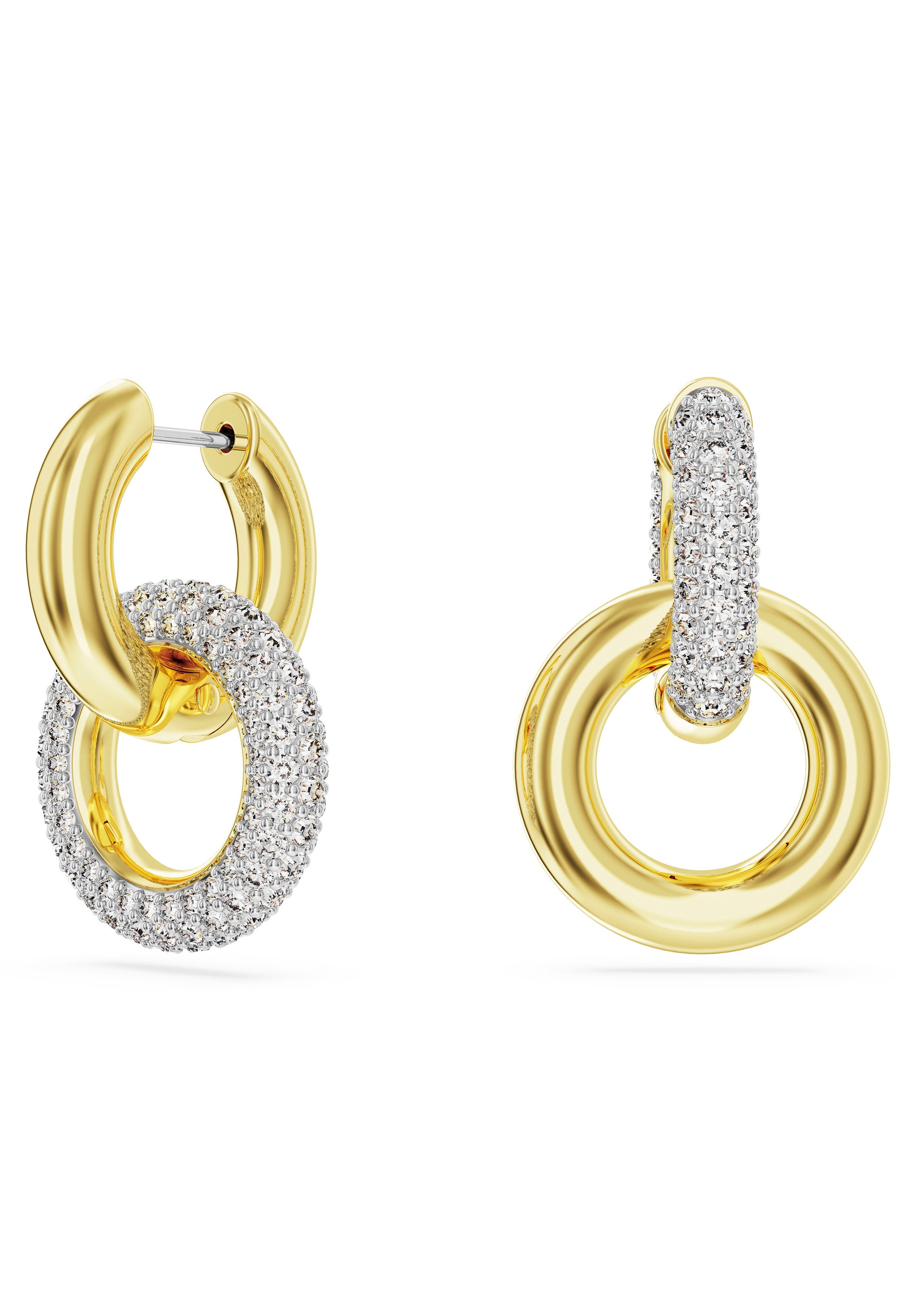 Paar Creolen SWAROVSKI "DEXTERA INTERLINKED", gelb (gelbgoldfarben, metallfarben, kristallweiß, kristallweiß), Ohrringe, Damen, Metall, mit Swarovski Kristall - Einhänger abnehmbar 2
