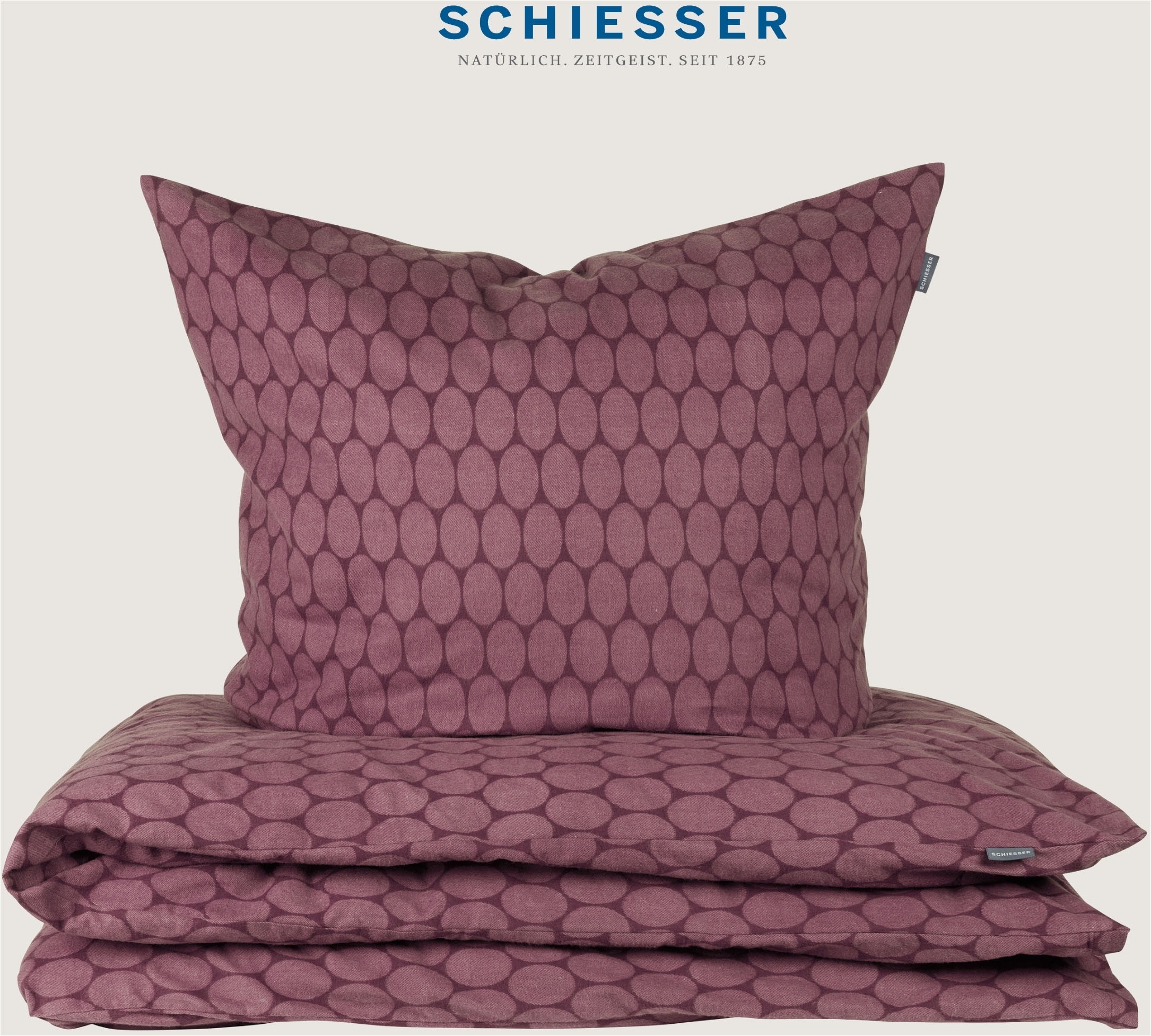 Thumbnail - Schiesser Bettwäsche "Drops aus weichem Baumwollflanell in Ton-in-Ton Optik" 2 Stk. tlg. Made in Green