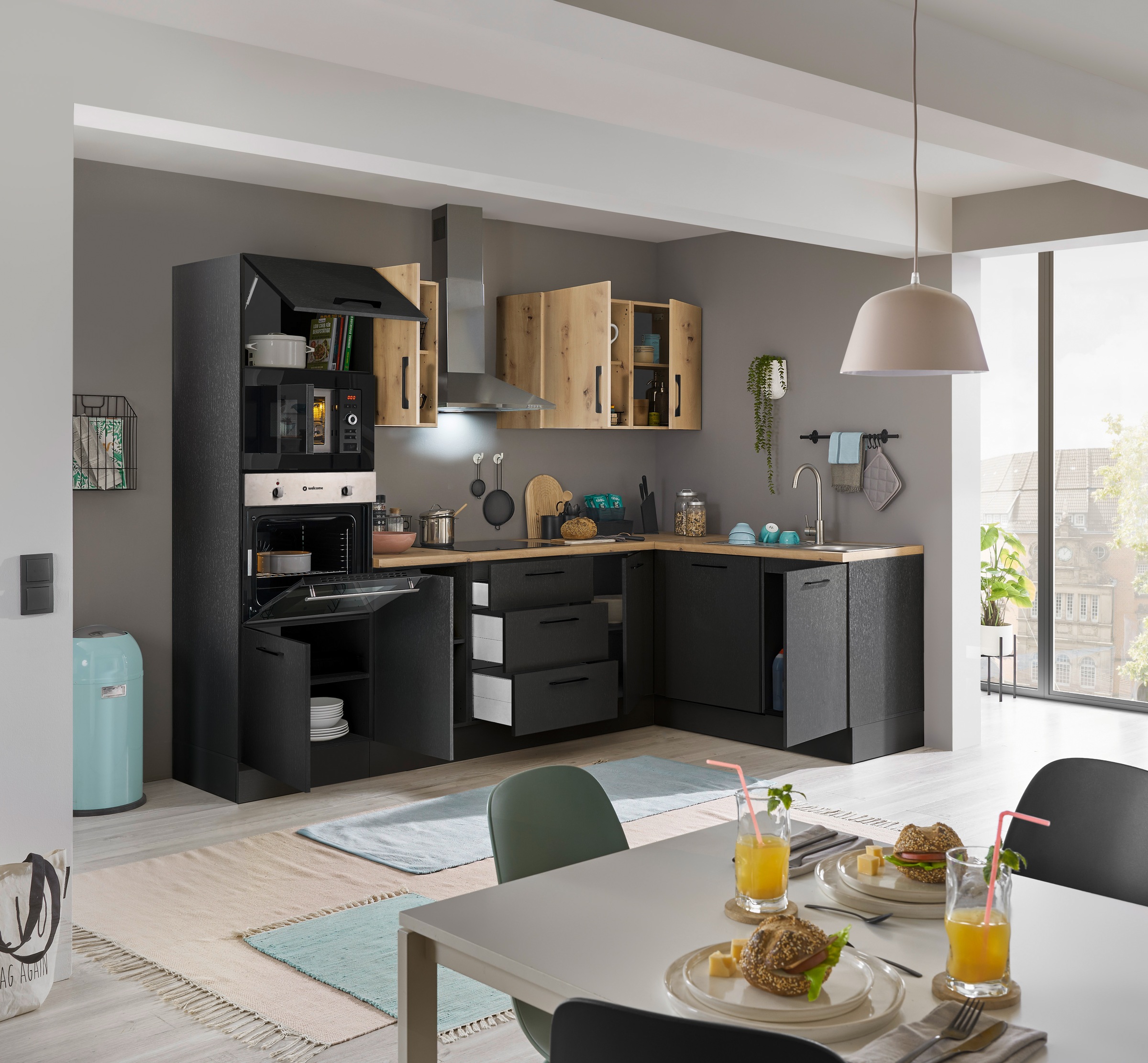 BASIC by Balculina Winkelküche »Turin«, Stellbreite 280x175 cm, wahlweise mit E-Geräten