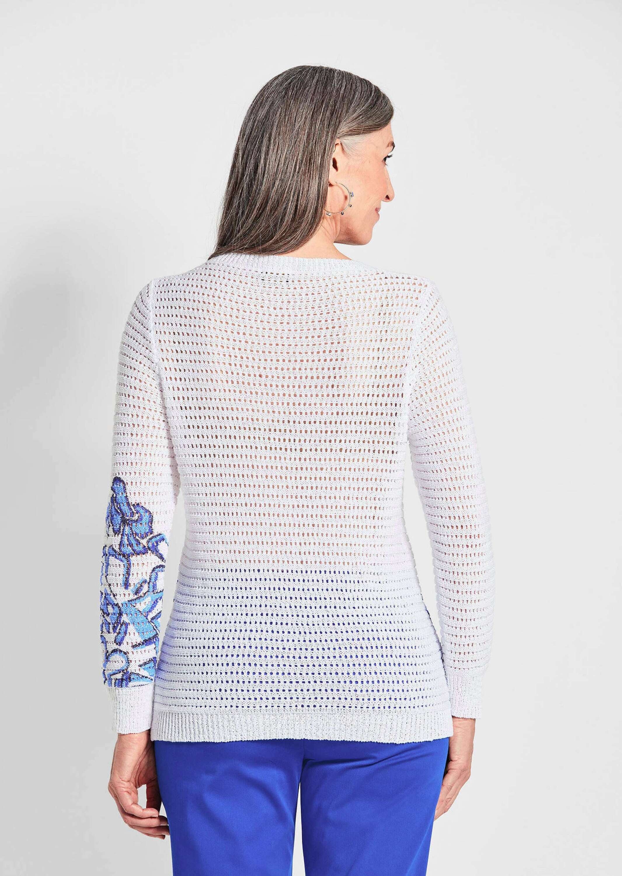 GOLDNER Rundhalspullover »Kurzgröße Eleganter Pullover mit Kontrastdruck«
