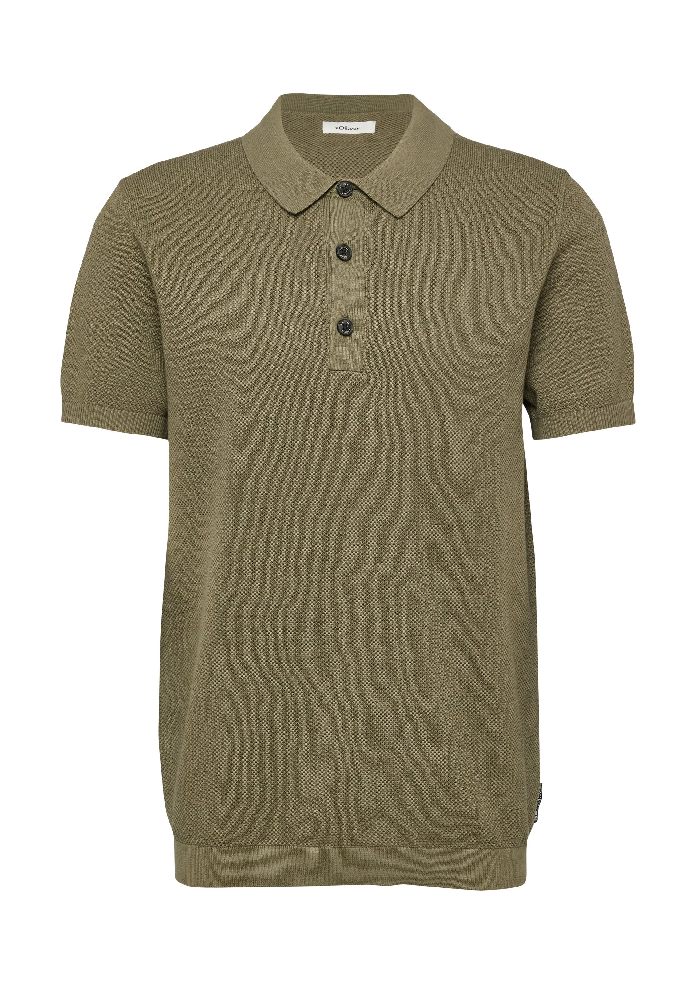 Polokragenpullover S.OLIVER, Herren, Gr. M, khaki, Strick, Obermaterial: 100% Baumwolle, unifarben, regular fit normal, ohne Ausschnitt, Rippbündchen, Pullover, mit Rippbündchen 3