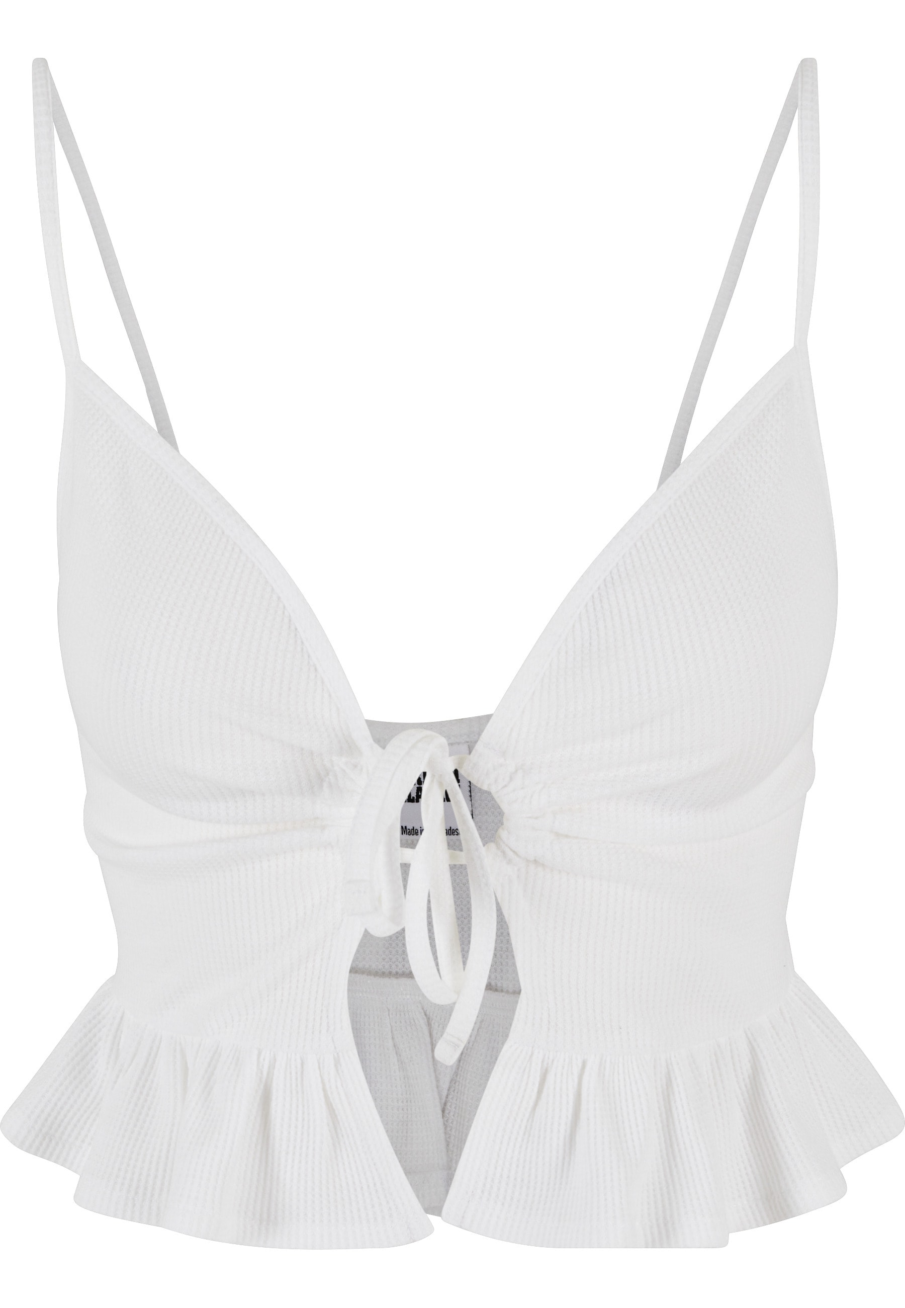URBAN CLASSICS T-Shirt-BH "Urban Classics Damen Ladies Waffle Pique Ruffle Top"