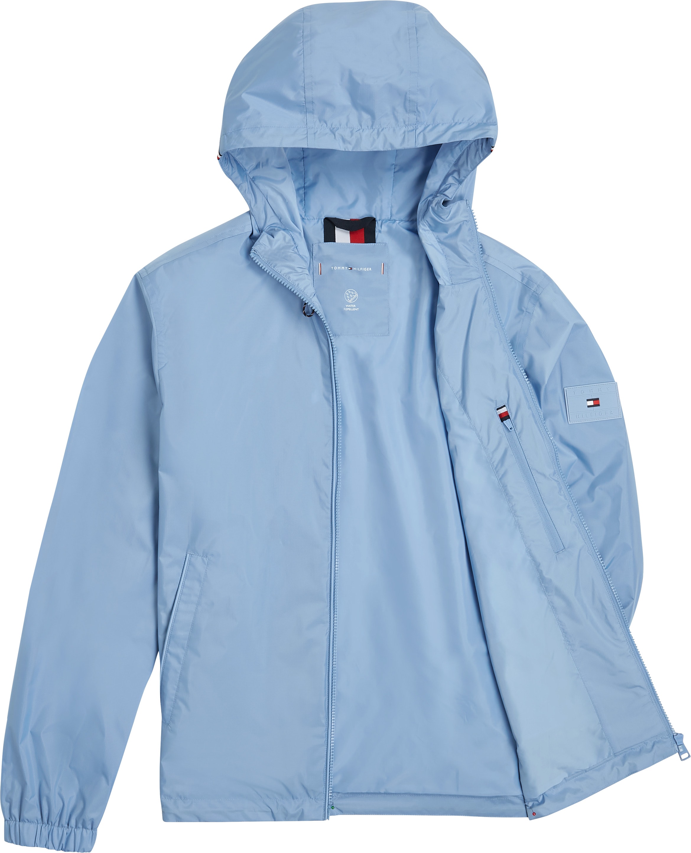 Tommy Hilfiger Blouson »RWB HOODED JACKET«, mit Kapuze, elastische Bündchen, wasserabweisend