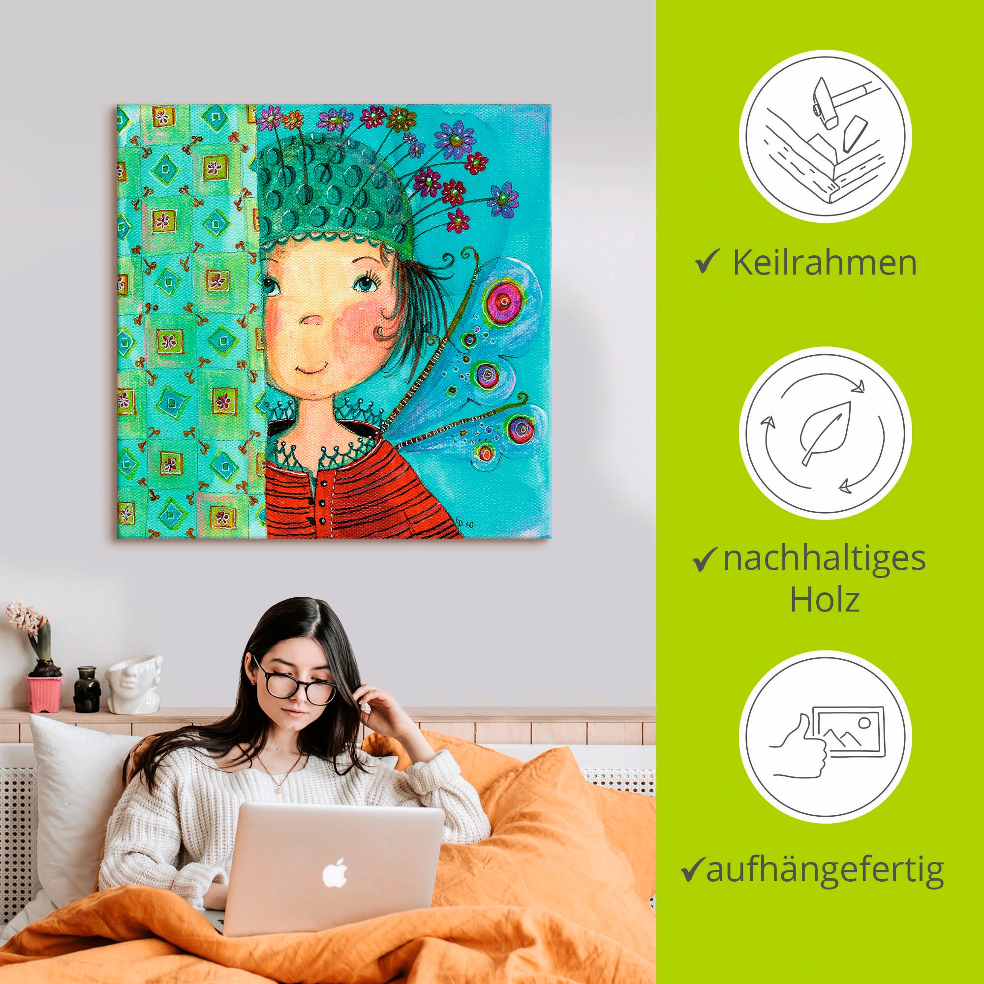 Artland Wandbild »Engelchen versteckt sich«, Kinder, (1 St.), als Leinwandbild, Poster in verschied. Größen