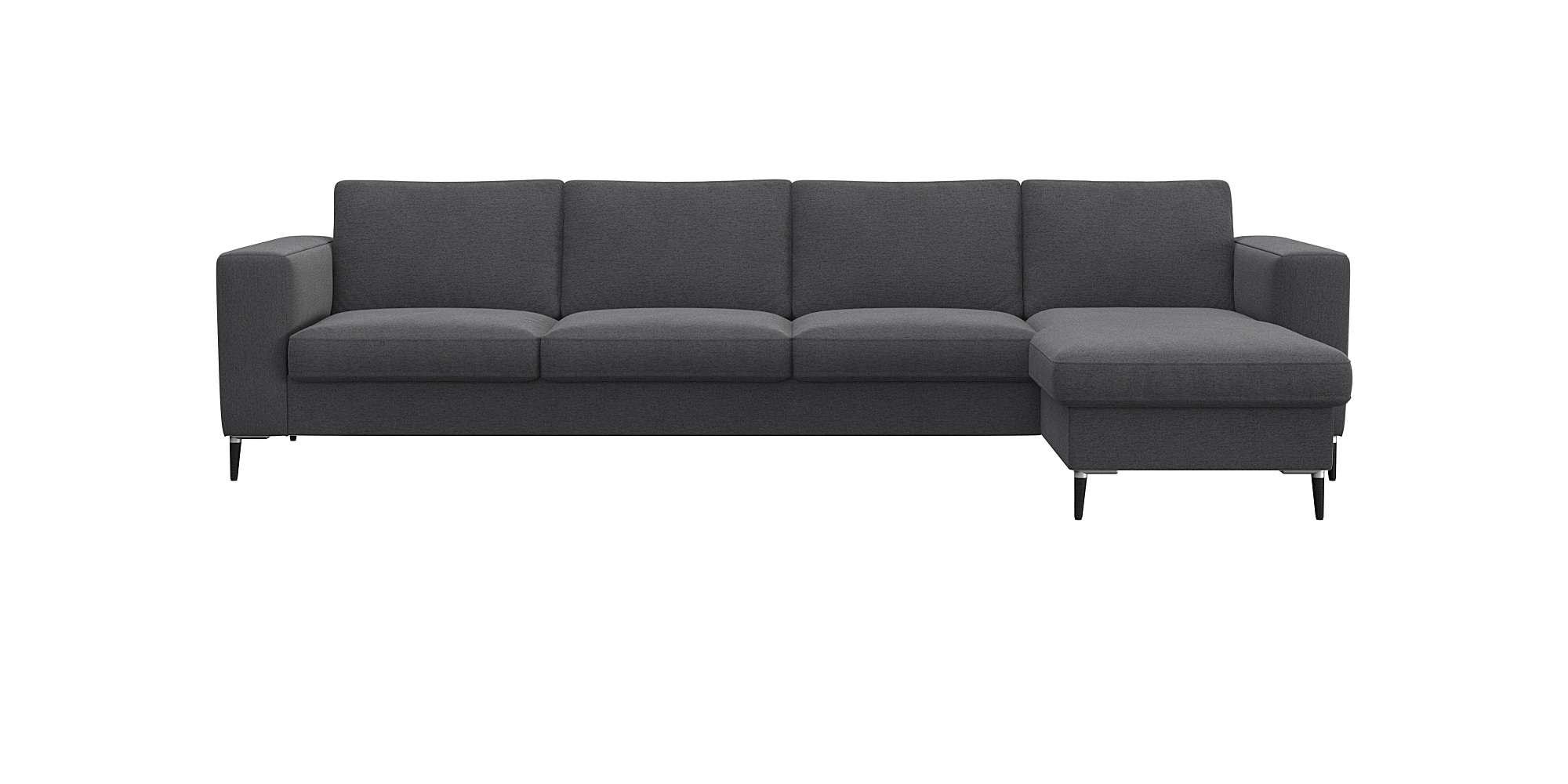 FLEXLUX Ecksofa "Fiore, super Sitzkomfort durch Kaltschaum im Sitz, L-Form" breite Armlehnen, Füße Alu+schwarz