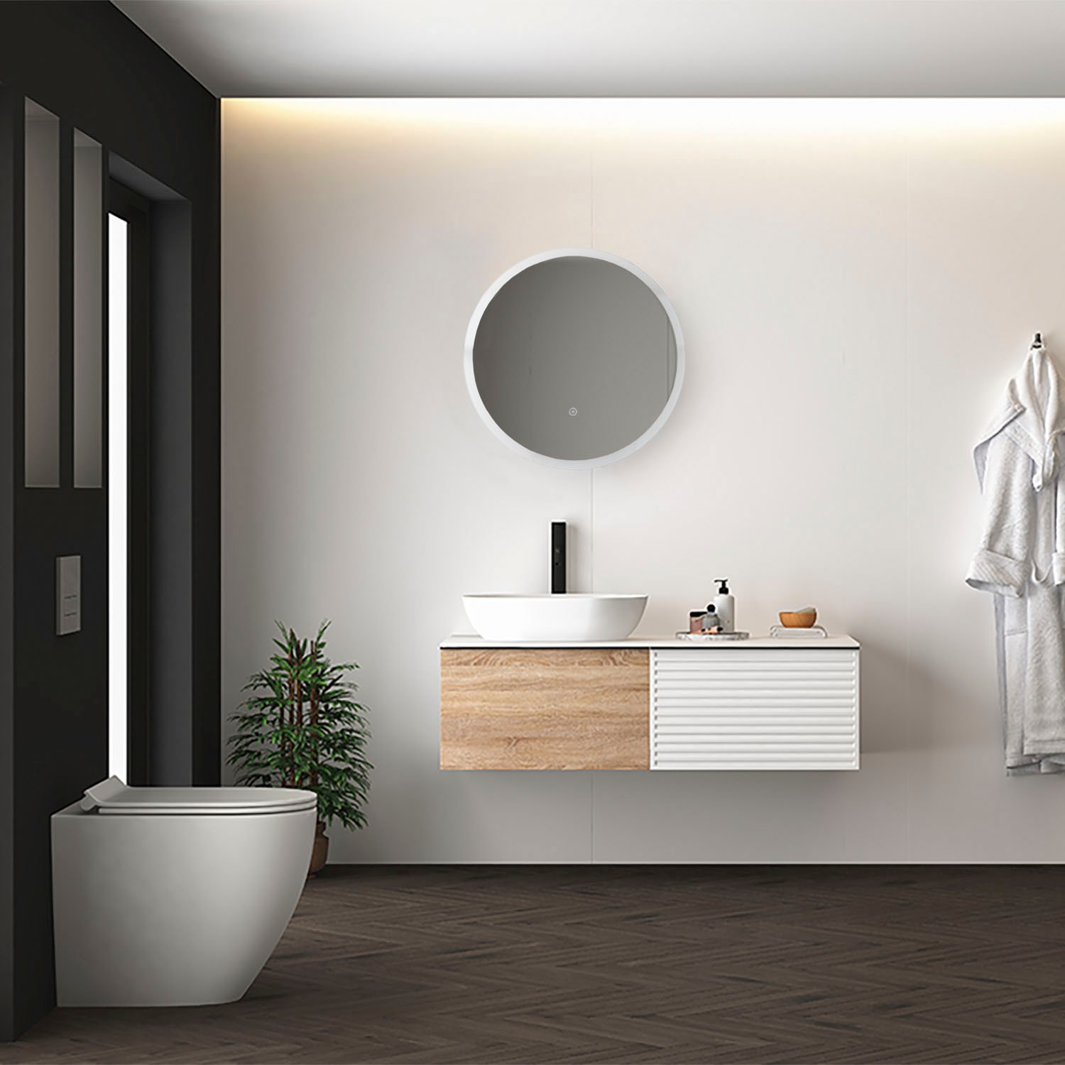 Paco Home Wandleuchte »DOROTHY«, Spiegel LED Backlight Rund 50cm Touch-Schalter Wandspiegel Modern