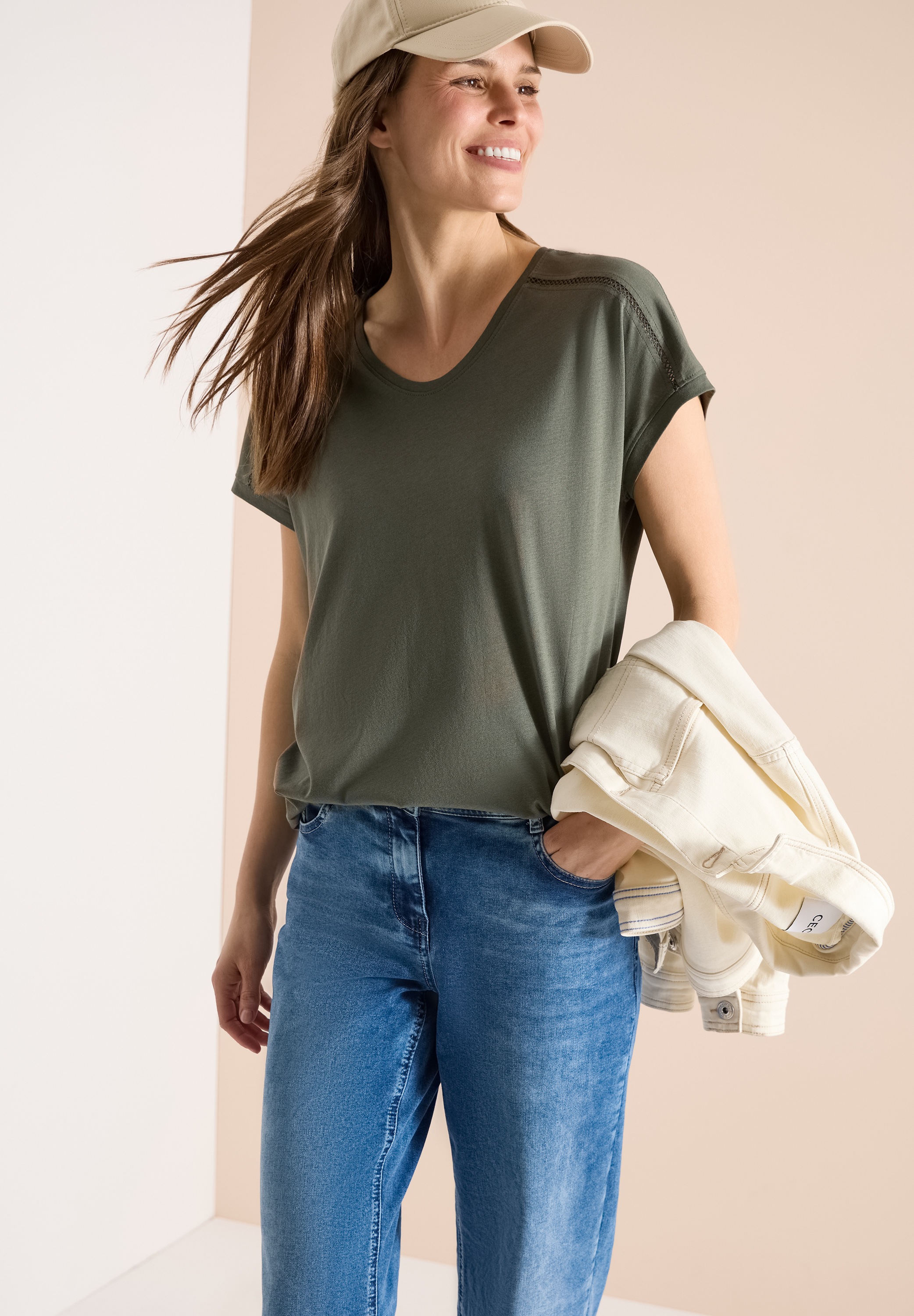 Street One T-Shirt Mit Spitze An Den Ärmeln