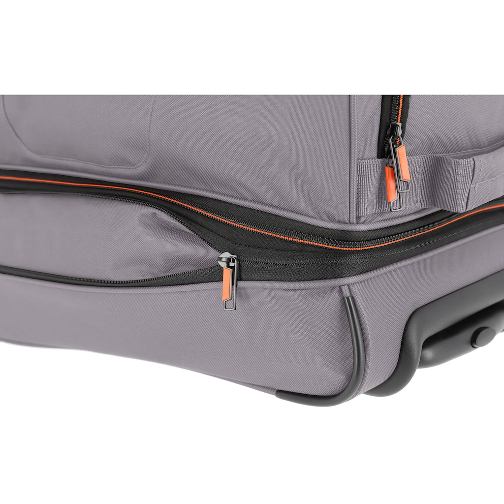 travelite Reisetasche »Basics, 55 cm, grau/orange«, Duffle Bag Sporttasche mit Trolleyfunktion und Volumenerweiterung