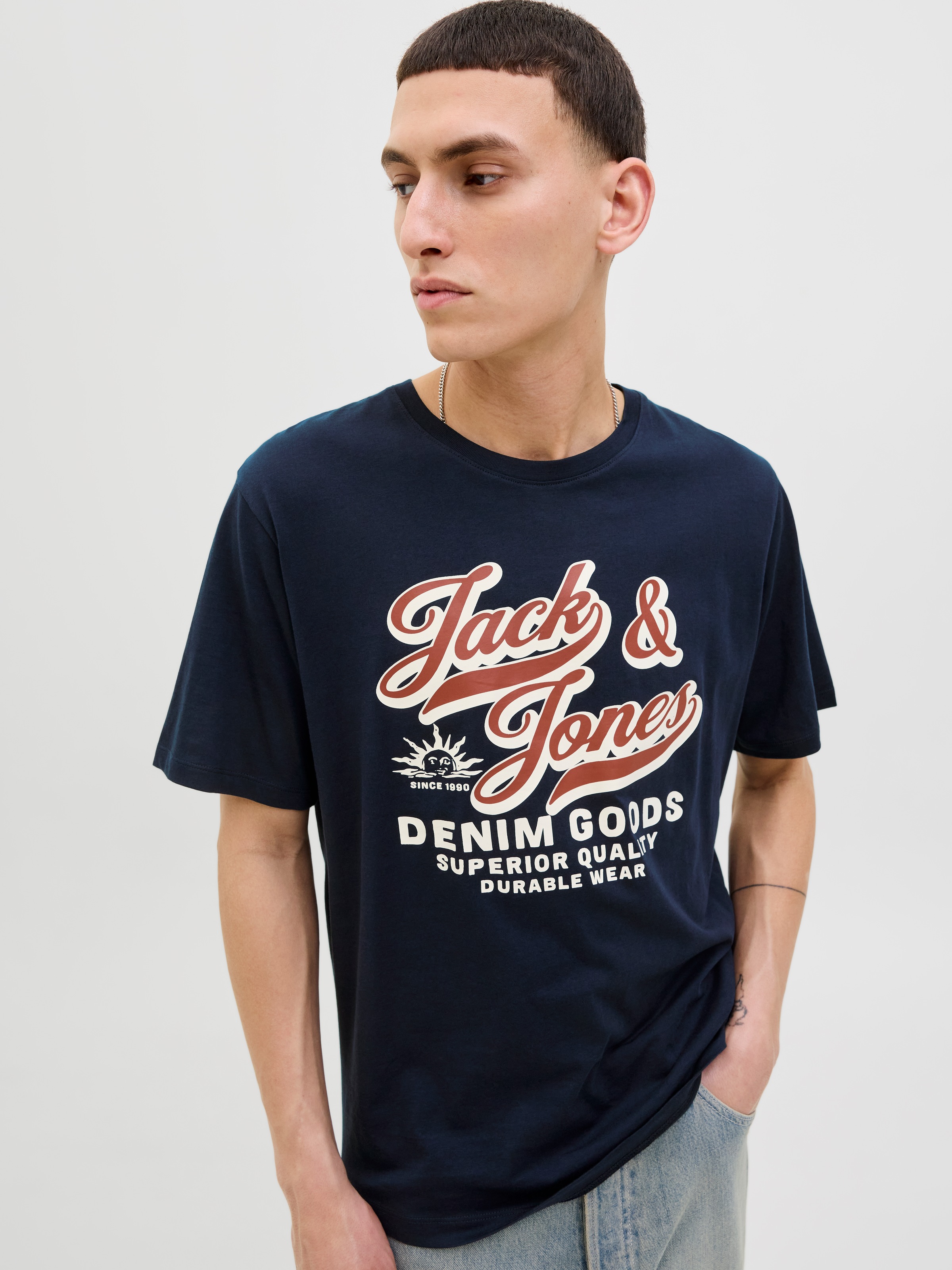 Jack & Jones Herren Rundhals T-Shirt JJELOGO TEE SS O-NECK 2 COL - Regular günstig online kaufen