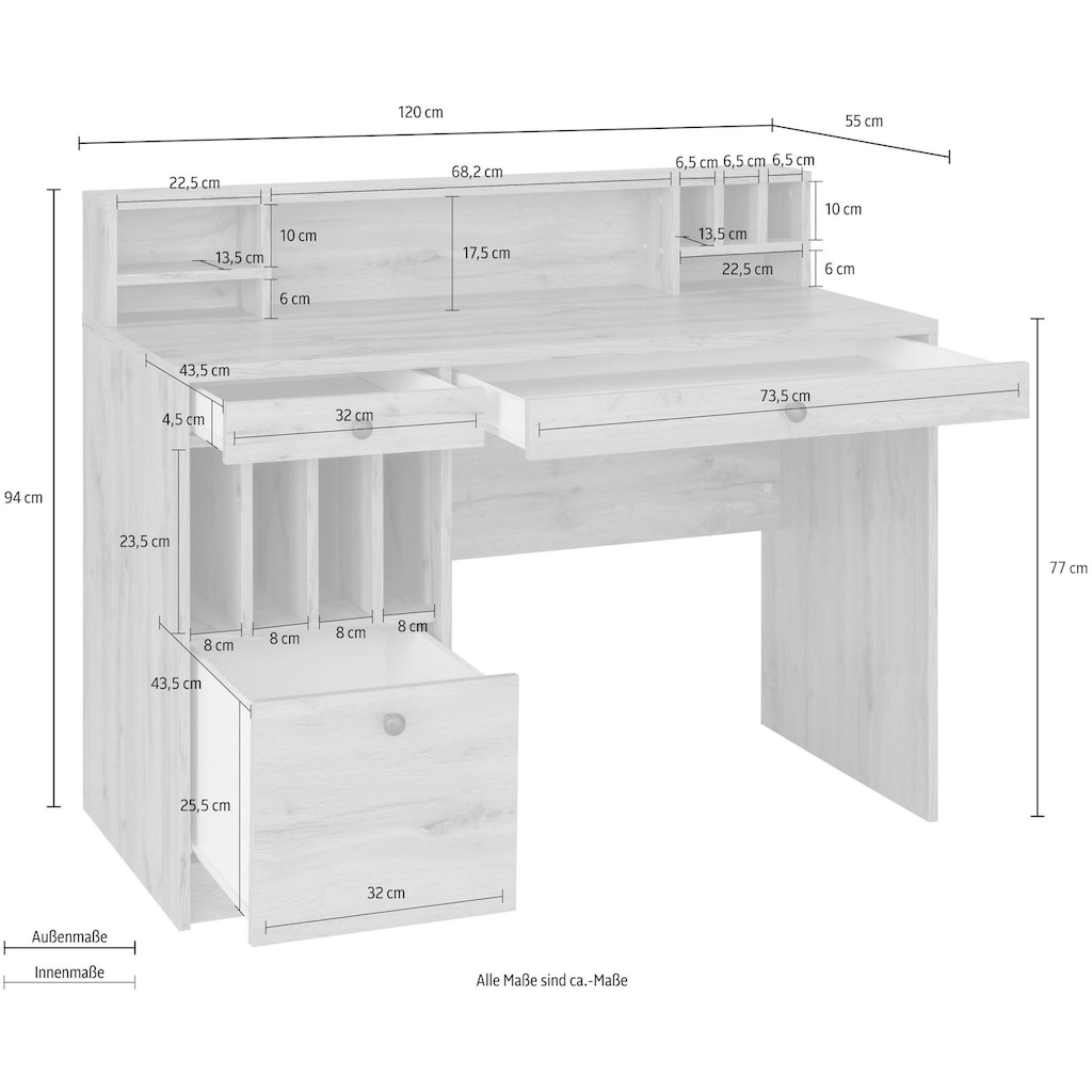 Home affaire Schreibtisch »Licia, Computertisch«, im Landhausstil, Breite 120cm