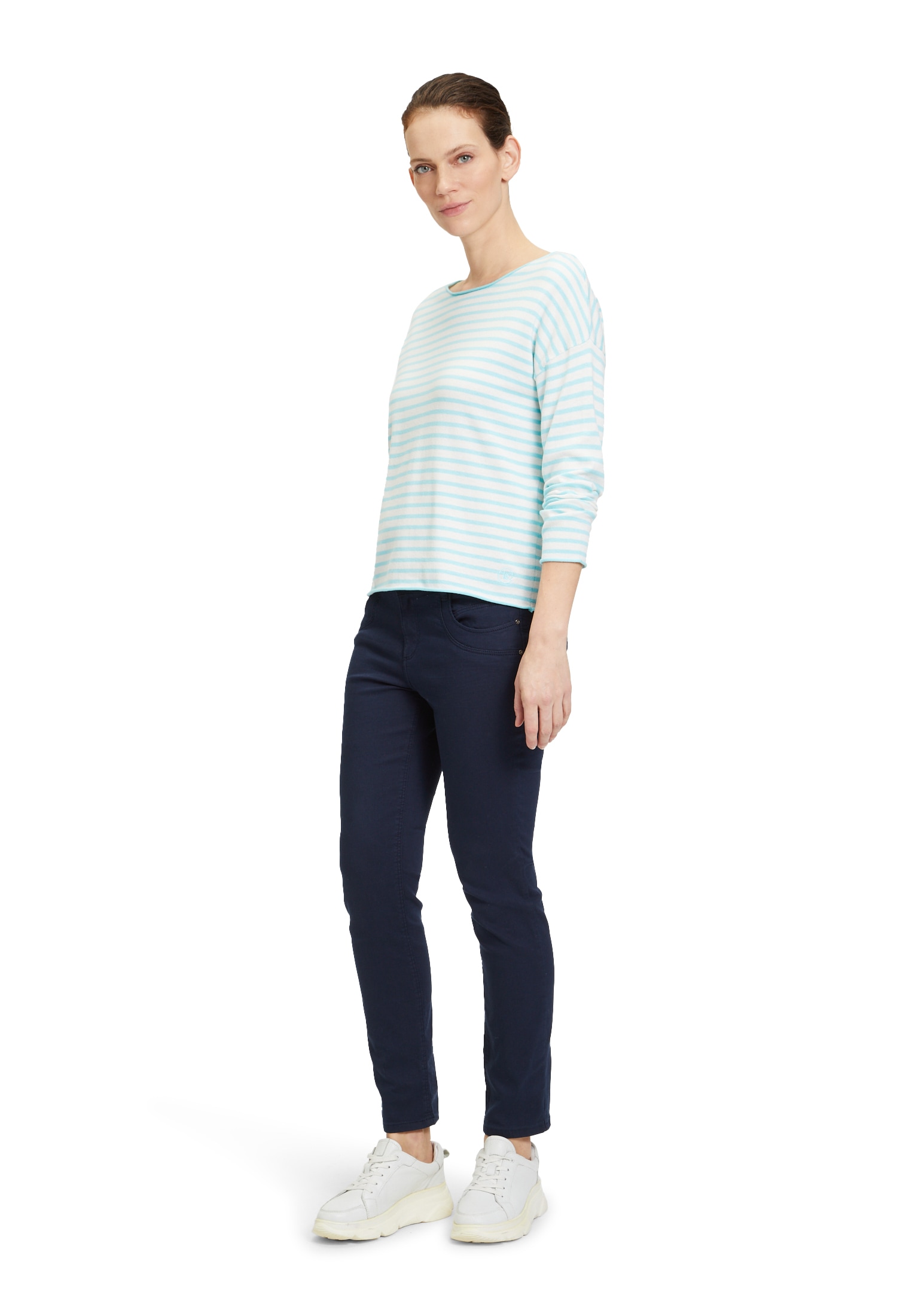 Betty&Co Strickpullover »Betty & Co Strickpullover mit U-Boot-Ausschnitt«, (1 tlg.), Materialmix