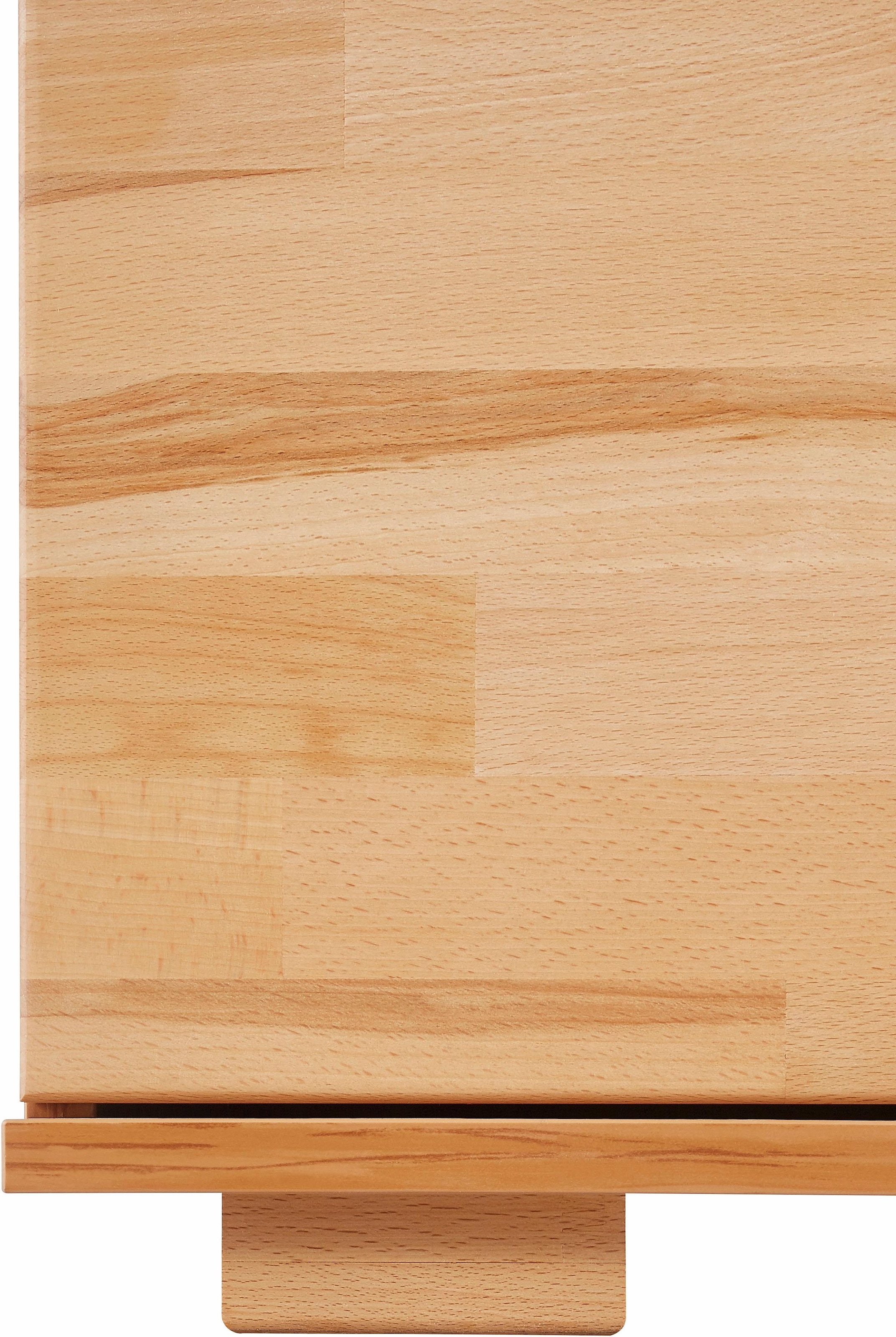 Home affaire Sideboard »Vetro,200cm breit,40 cm tief,4 Schubladen Oberplatte aus Glas«, Kernbuche massiv, Holzwerkstoff, 4Türen,4 Schubladen, Griffmulden
