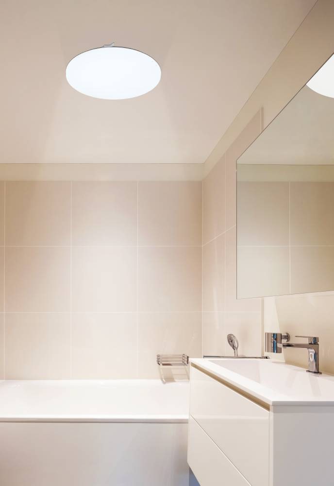EGLO LED Deckenleuchte »FRANIA Deckenlampe, weiß, geringe Aufbauhöhe, 1x14,6 Watt, Büro, IP44«, 1 flammig, Leuchtmittel LED-Board | LED fest integriert, Wohzimmer, Küche, Esszimmer, Flur, modern, rund, 1600 Lumen, 33x7cm