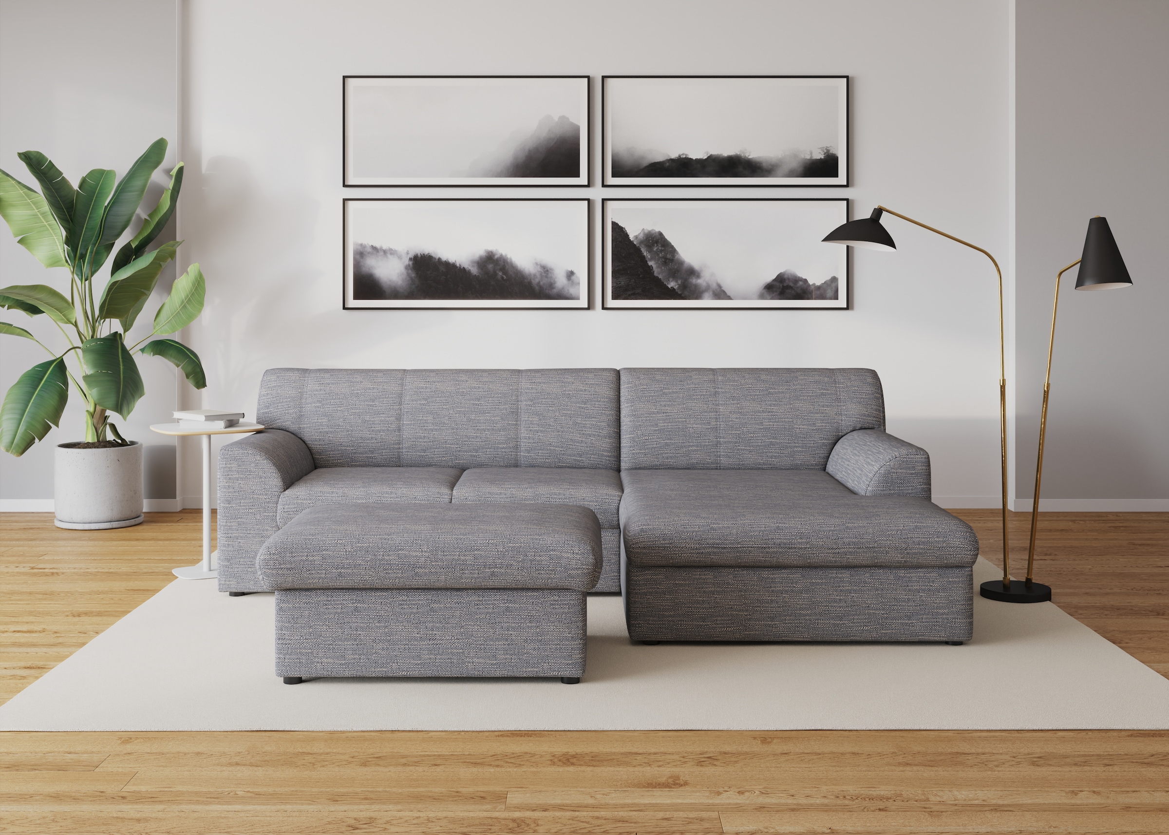 DOMO collection Ecksofa »Topper, elegant und zeitlos, kompaktes Stellmaß 245/155cm, L-Form«, mit Recamiere, wahlweise mit Schlaffunktion