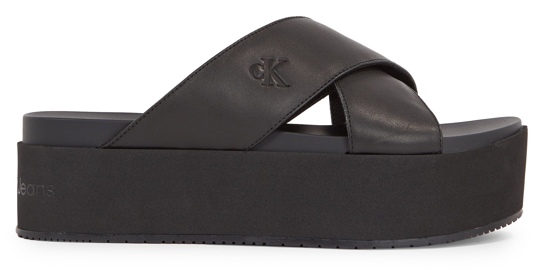 Calvin Klein Jeans Pantolette "FLATFORM CROSS MG UC", Plateau, Sommerschuh, günstig online kaufen